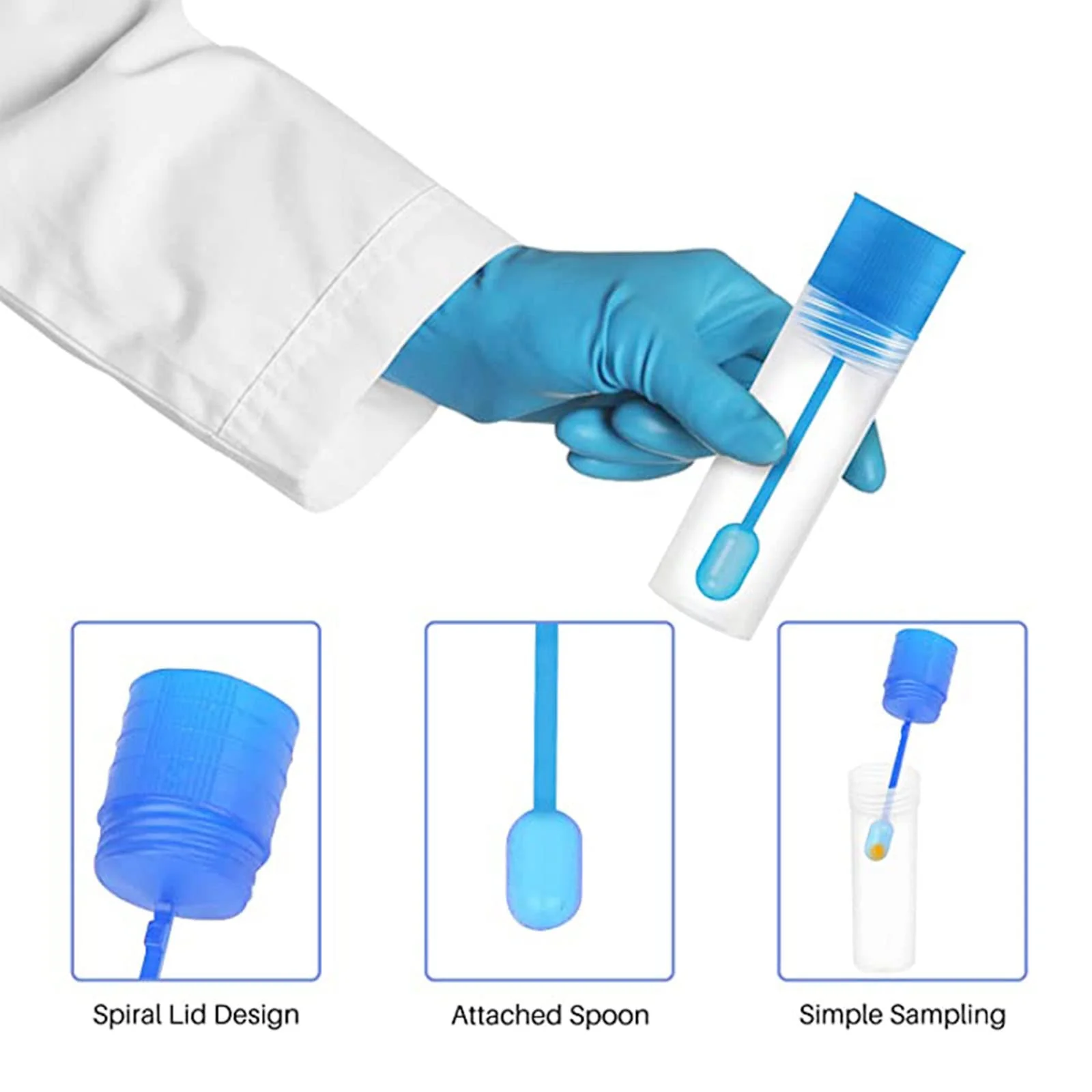 Pack of 5 Faecal Sample Tubes, Sample Tubes, Chair Sample Tubes, Dog and Cat, Chair Tube with Spoon - Image 3