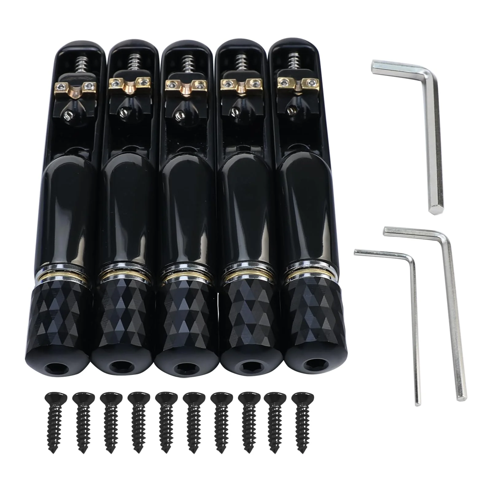 Pack of 5 Individual Single Tubular Fixed Bridge 5 String Electric Bass Bridge for Headless 5-string Bass Replacement Parts（Conductive Black） 5 Piece