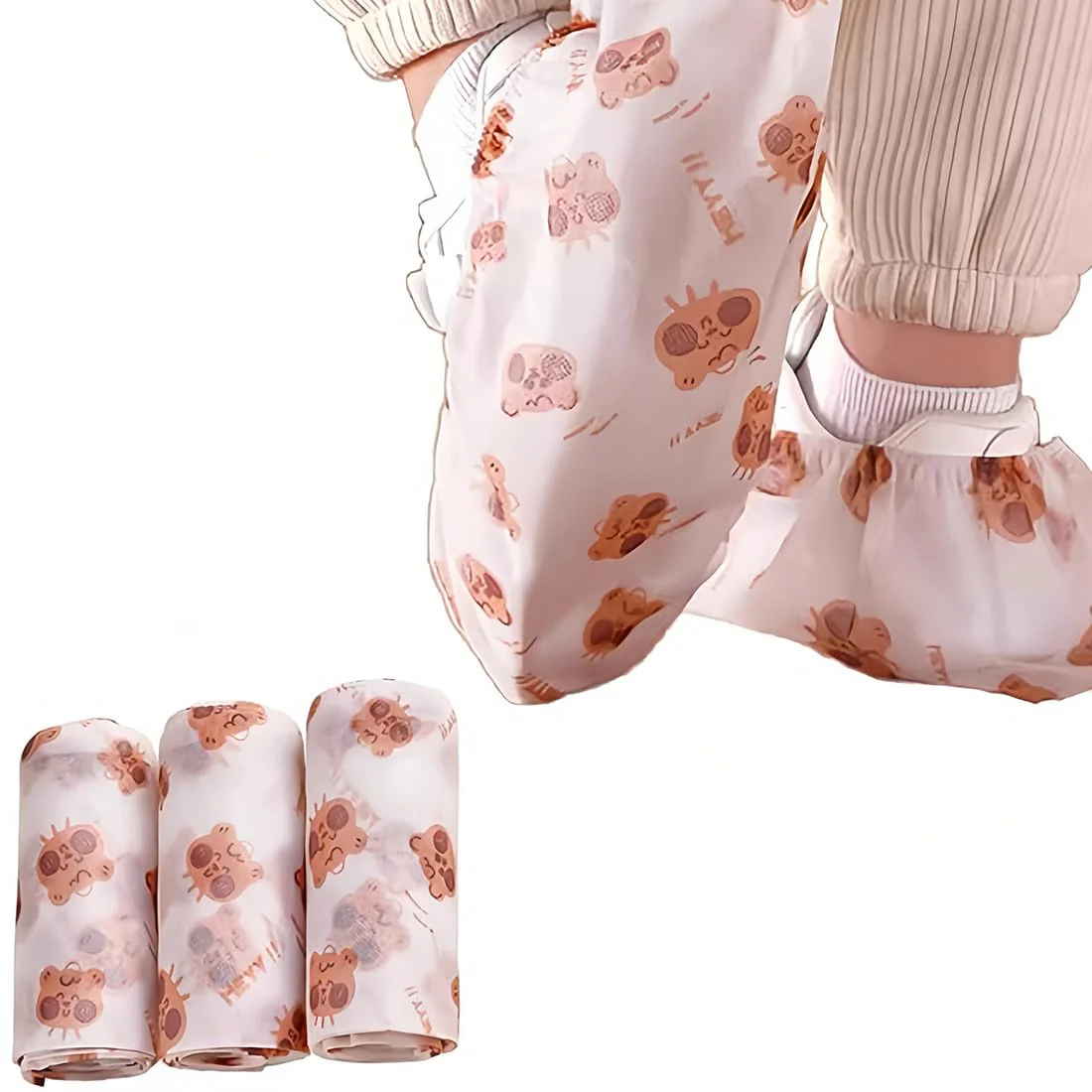 Pack of 50 Shoe Covers, Disposable Cartoon Disposable Print, Overshoes with Waterproof Sole, Reusable Covers, Extra Strong, Shoe Protection Cover, Non-Slip, 14.5 x 40 cm