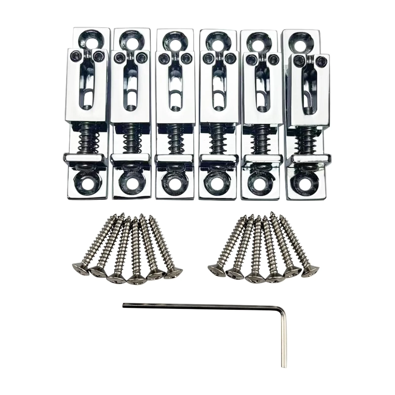 Pack of 6 10.5mm Single String Guitar Bridge Zinc Alloy Individual Fixed Hardtail Bridge for 6 String Electric Guitar Replacement Parts Chrome