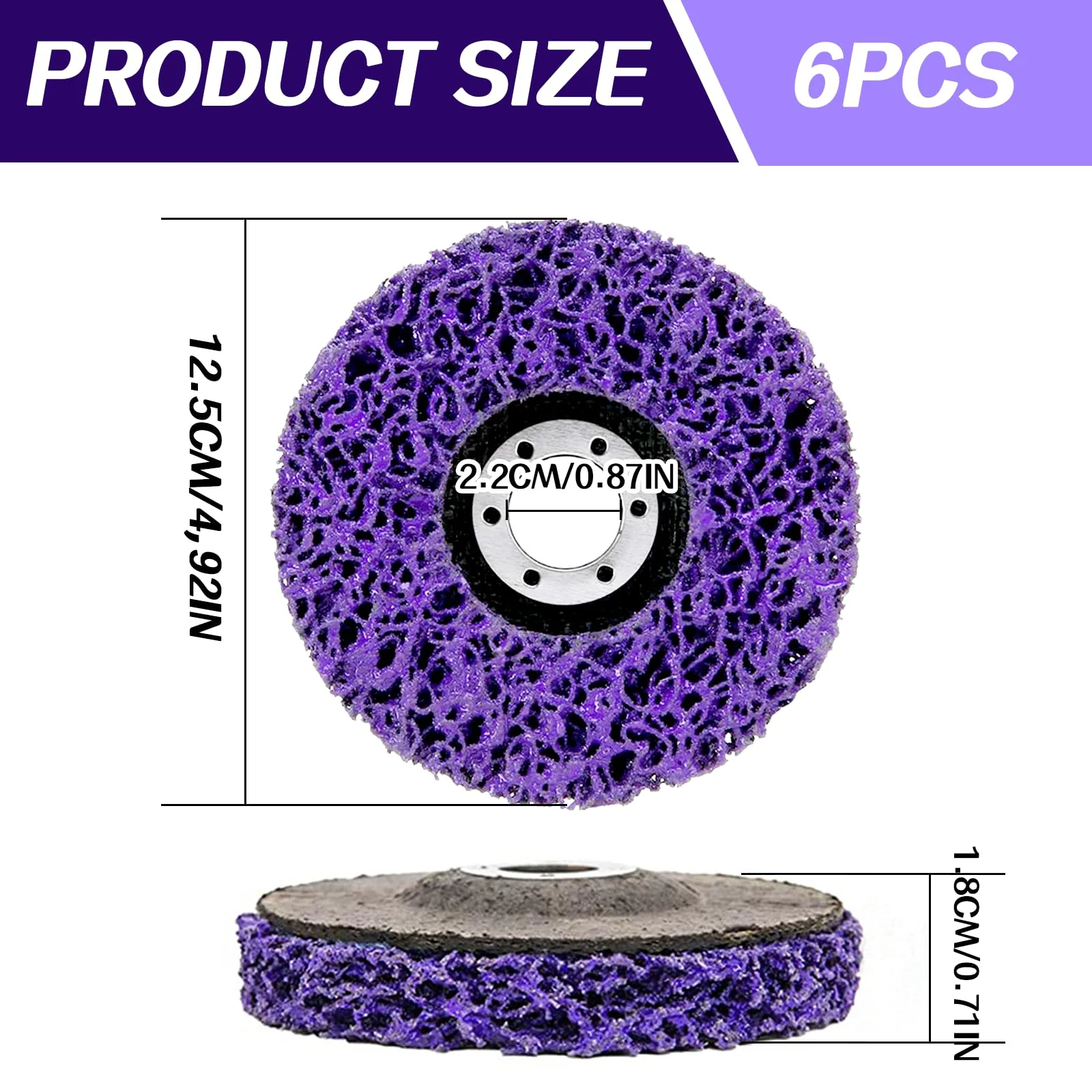 Pack of 6 CSD Disc Drill, 125 mm Sanding Discs for Angle Grinder, Purple/Blue/Black CSD Disc Sanding Disc Set, Cleaning Disc for Clean Strip Disc, Remove Paint, Rust - Image 2
