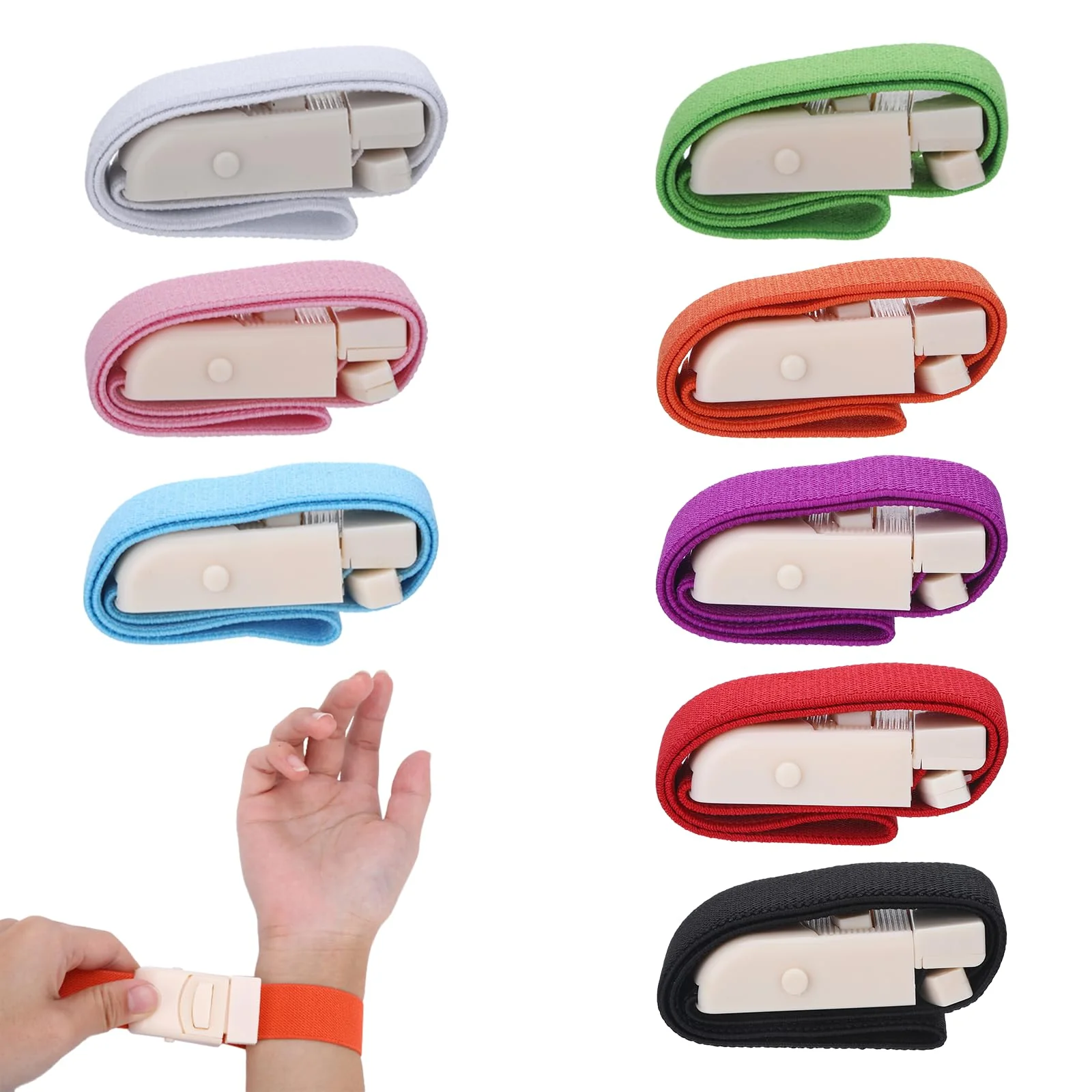 Pack of 8 Storage Tubes, Blood Collection Set, Tourniquet Holster, Vein Storage, Storage Hose, Blood Collection, Personalised Tourniquet Buckle, Astauschlauch Blood Draw, Easy to Use (8 Colours)