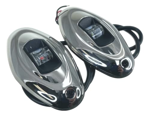 Pactrade Marine Boat Vertical Mount SS316 Navigation Light 12V 1NM LED Green Starboard 95LM Red Port 20LM Light 12m 112.5 Degrees Each 12V DC / 1W Teardrop Oval Stainless Steel Housing - Image 2