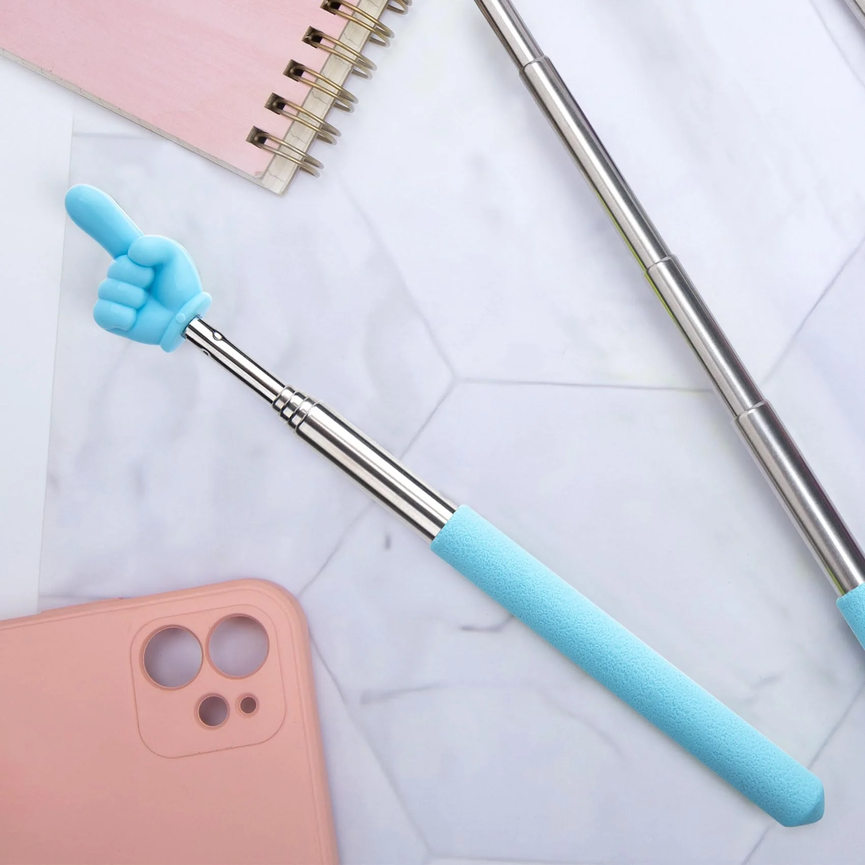 PAGOW Retractable Teacher Pointer Stick, Hand Pointer Stick, Student Finger Pointing Stick, Extendable School Supplies for Reading, Classroom (Light Blue, Finger) Finger1, Light Blue - Image 7