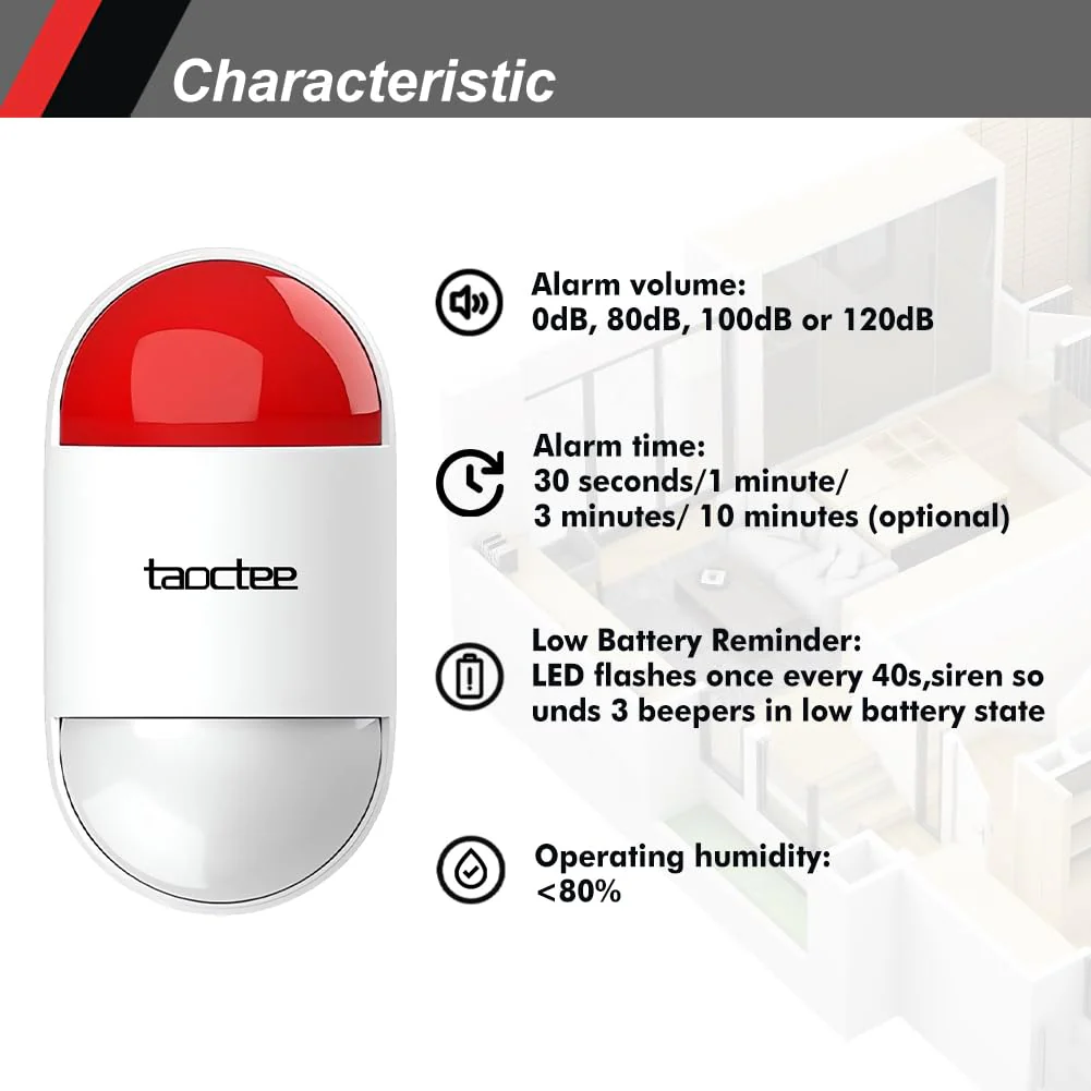Panic Button Alarm for Security Emergency Remote Panic Alarm Siren for Home Strobe Siren,Lightweight and Compact Button with Lanyard,Emergency Alert System for House Business Shop(Battery/USB) 1 Siren+1 Button - Image 3