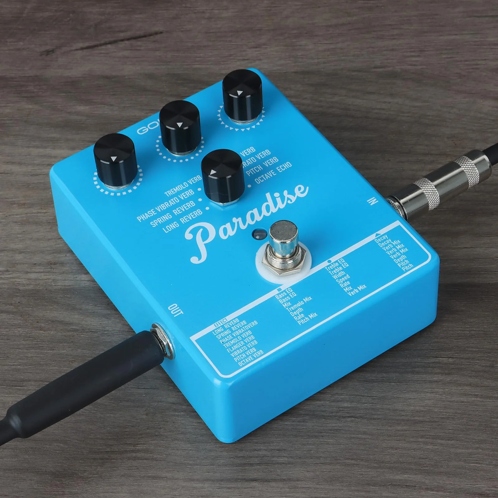 Paradise Multi-Reverb Pedal - 8 Reverb Effects with EQ & Modulation Controls | Versatile Sound Shaping for Guitar & Bass | 9V DC Power Supply - Image 4