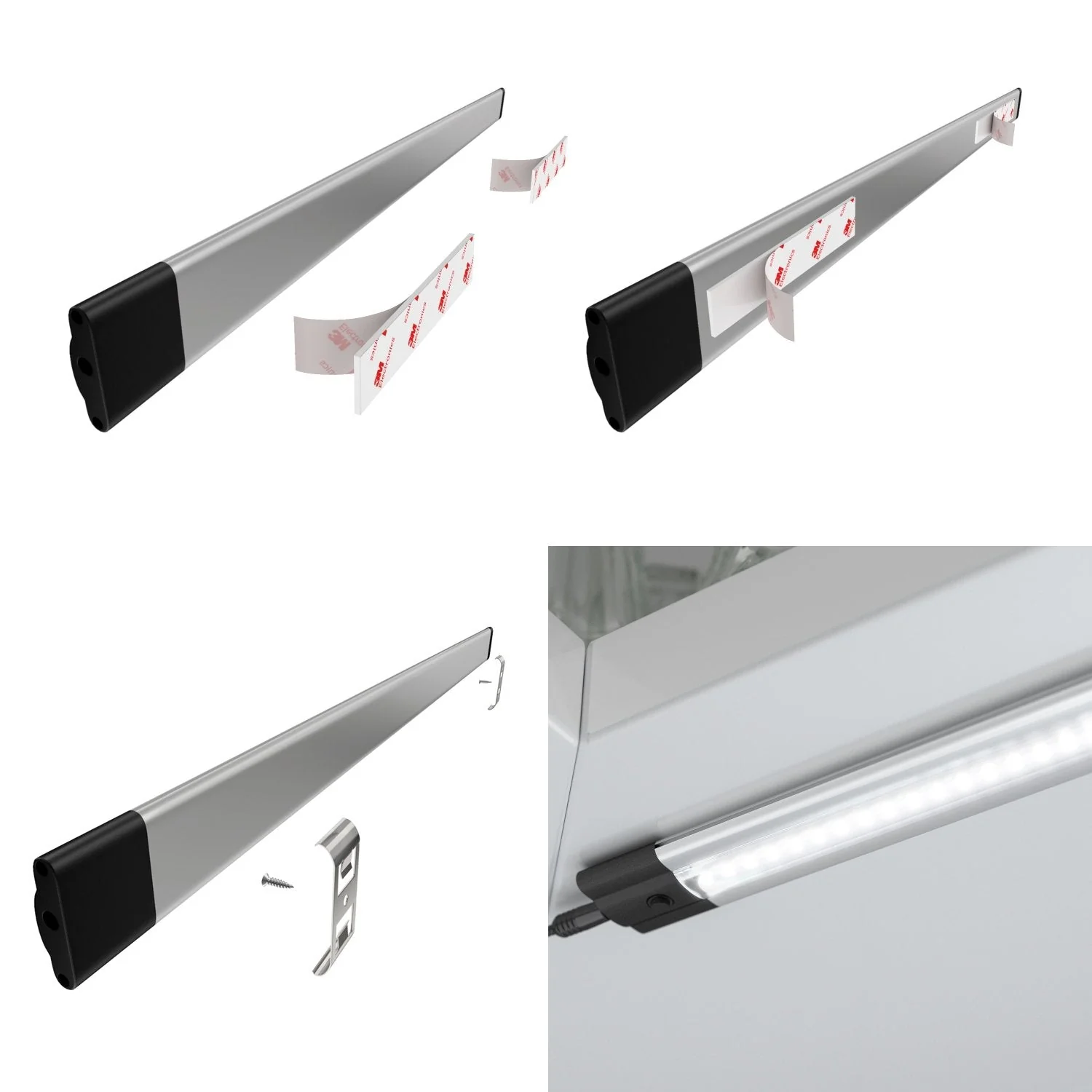 Parlat LED Under-Unit Light, Siris, with Switch, Flat, 500 mm, 24 V DC, 400 lm, 6 W - Choice of Set Set of 2 Light Colour: White - Image 2