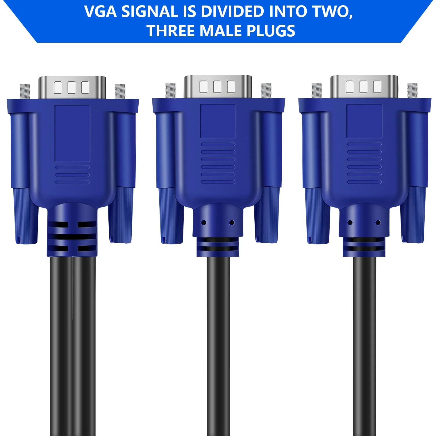 PASOW VGA Splitter Cable Dual Monitor Y Adapter Video Cord 1 Male to 2 Male Screen Duplication Support 1080P Full HD for projectors, HDTVs, Monitors (6ft) 6ft - Image 4