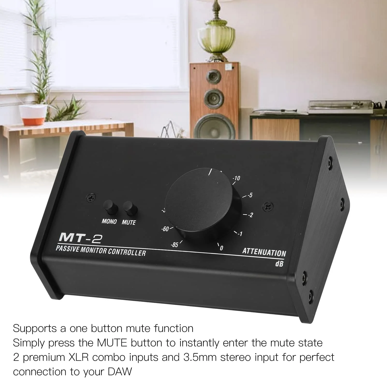 Passive Stereo Volume Controller , Mute Control Large Volume Knob Passive Monitor Controller XLR and 3 for . 5mm Interface Plug and Play for Laptop - Image 8