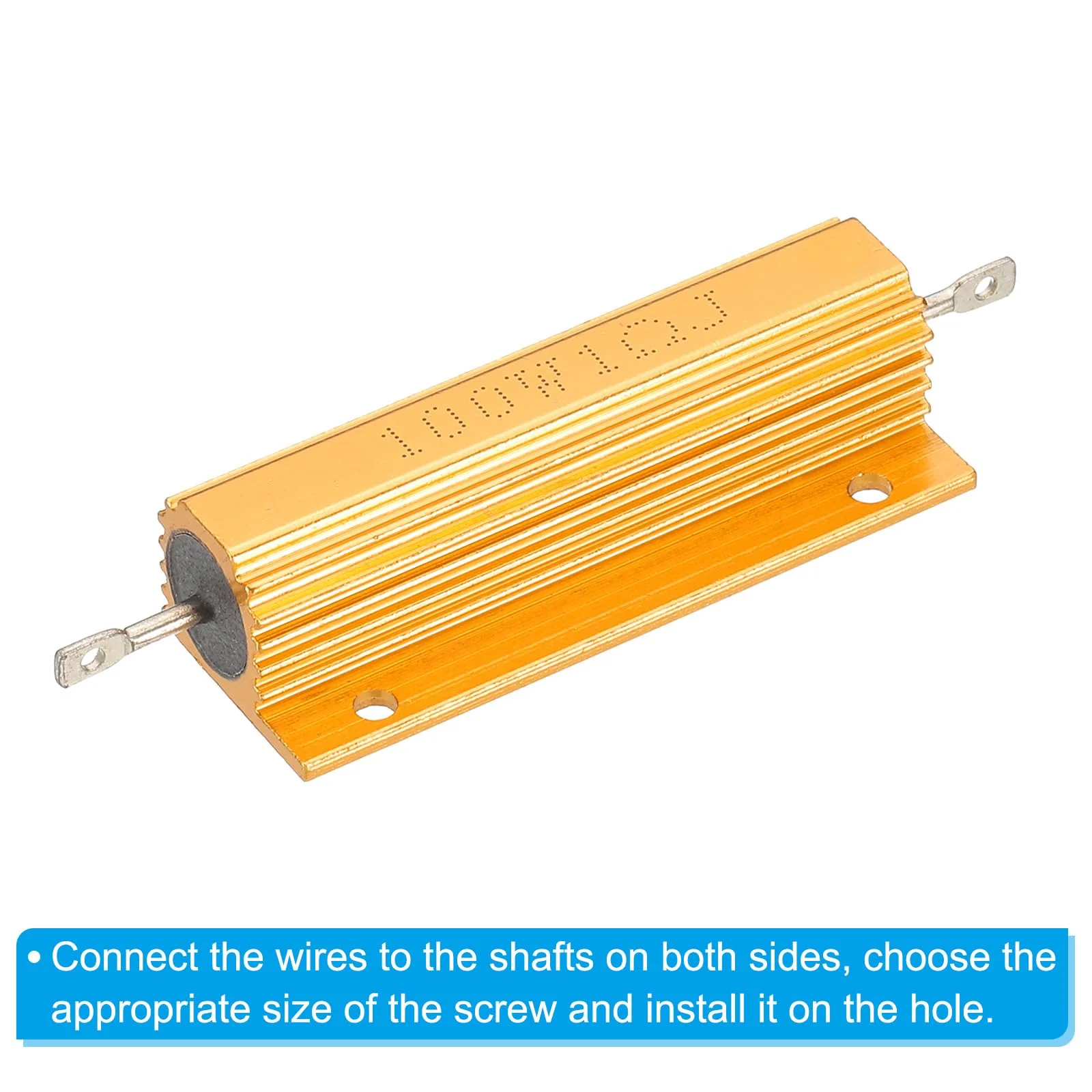 PATIKIL 100W 1 Ohm Aluminum Shell Resistor, 4 Pack Aluminum Housing Resistor Housed Case Wirewound Resistors Screw Tap Power Resistor 5% Tolerance, Golden - Image 5