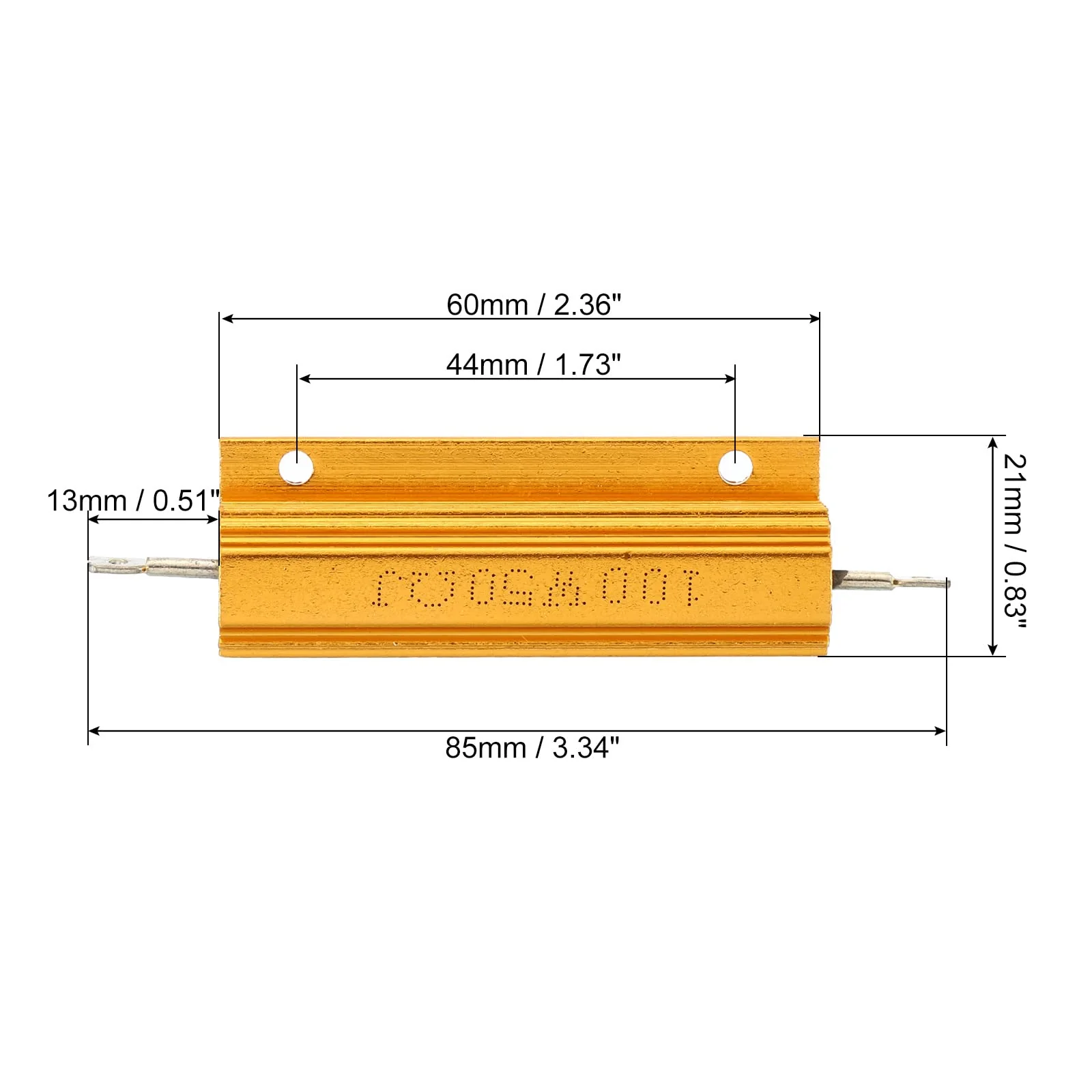 PATIKIL 2pcs 100W 50ohm Aluminium Case Resistor Housing Wire Resistors Screw Tap Power Resistor Gold Tone 50 ohms - Image 2
