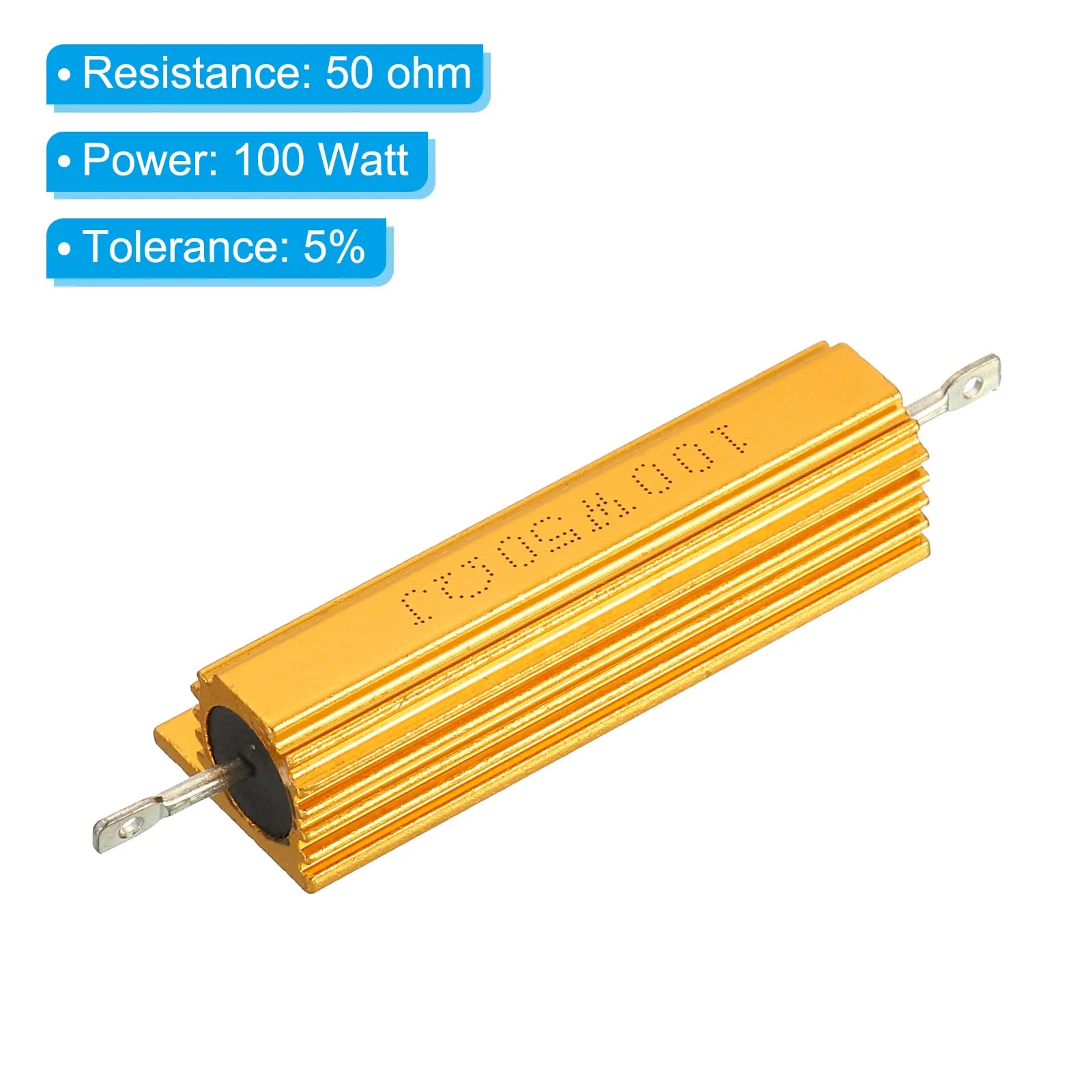 PATIKIL 2pcs 100W 50ohm Aluminium Case Resistor Housing Wire Resistors Screw Tap Power Resistor Gold Tone 50 ohms - Image 4
