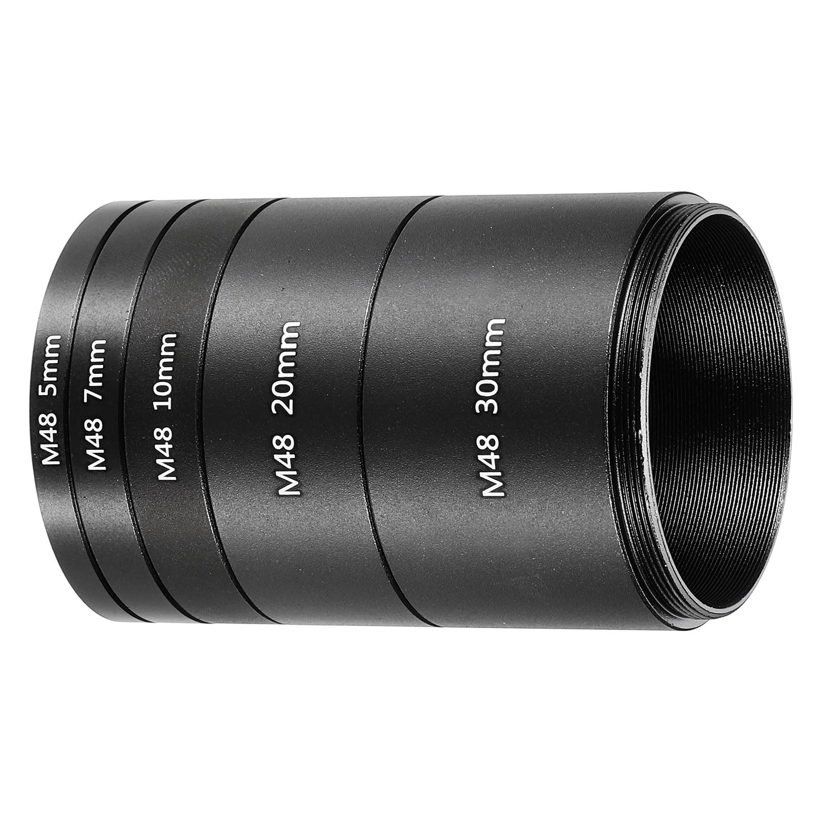PATIKIL 5/7/10/20/30mm Telescope Extension Tube, 5Pcs M48 x 0.75mm on Both Sides Aluminum Alloy Lens Adapter Ring Extension Tube for Camera Eyepiece Telescope Accessory, Black