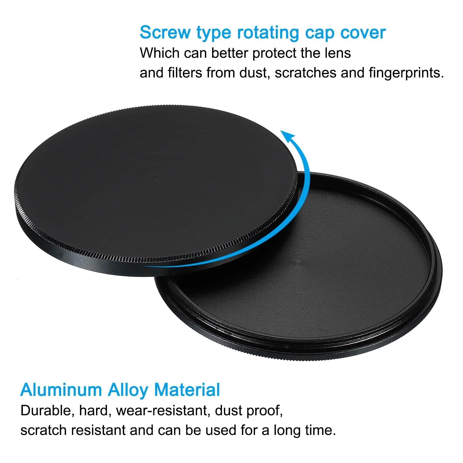 PATIKIL 58mm Lens Cap, Camera Lens Cap Cover Universal Front Metal Lens Filter Stacks Cap Protective Case for 58mm Camera Circular Polarizing Fader ND Filter, Black - Image 4