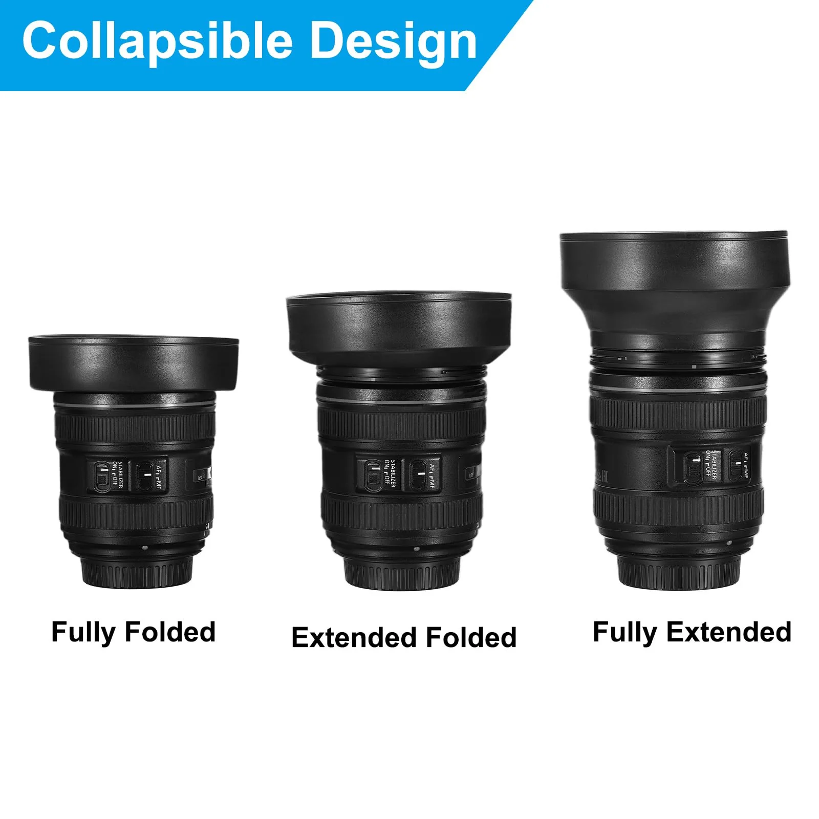 PATIKIL 67mm Camera Lens Hood, 2Pcs Rubber Collapsible Lens Protector Anti-Reflection Blocks Excess Sunlight Enhance Camera Photography for Nikon, for Fujifilm, for Pentax, for Leica - Image 4