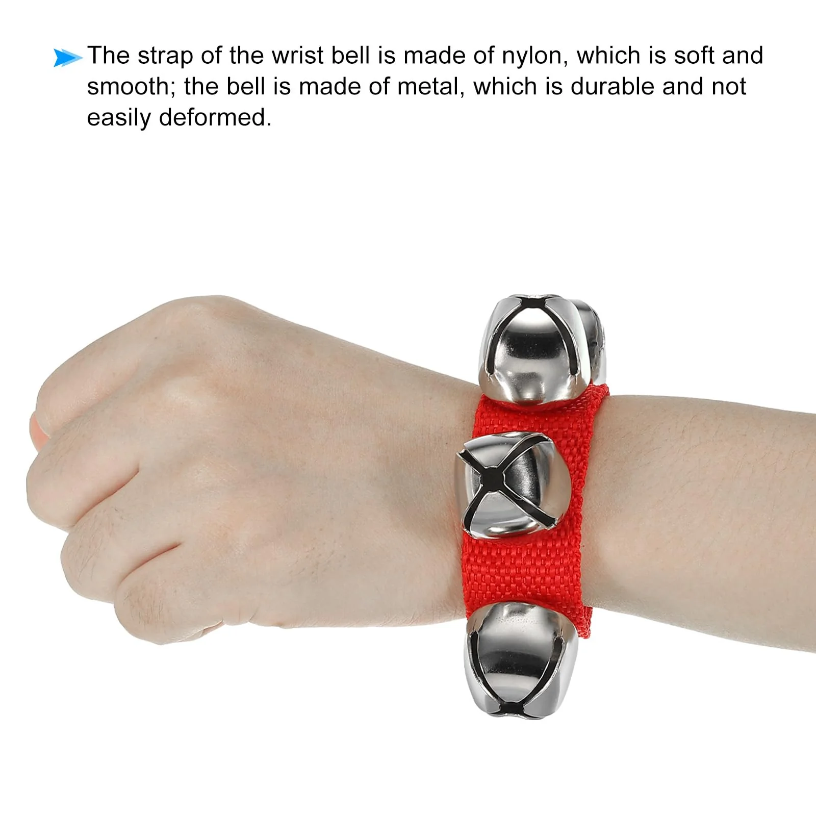 PATIKIL 8pcs Wrist Bells, Jingle Bells Ankle Bells Wrist Bells Bracelet Percussion Instruments Musical Rhythm Band 4 Silver Bells for Party Christmas, Dark Red - Image 4