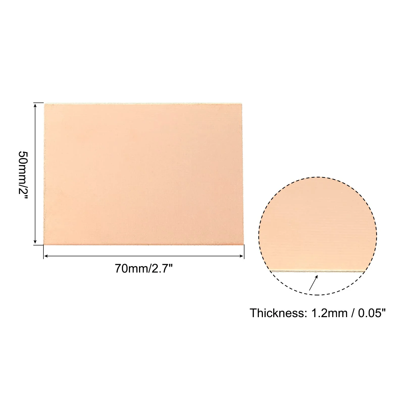 PATIKIL FR4 Single Sided Copper Clad PCB Laminate Circuit Board 70 x 50 x 1.2 mm Pack of 10 70 x 50 x 1.2mm - Image 2