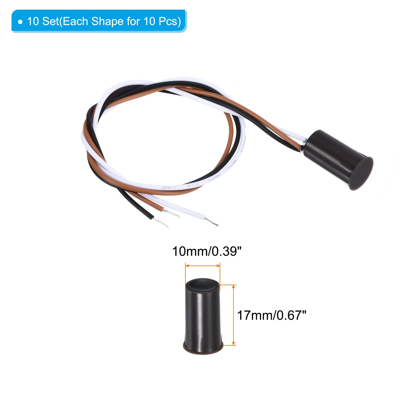 PATIKIL Magnetic Reed Switch, 10 Pack NO NC Ring Alarm Contact Sensor Wired Recessed Door Sensor Window Contact Switch for Alarm System, Brown - Image 2