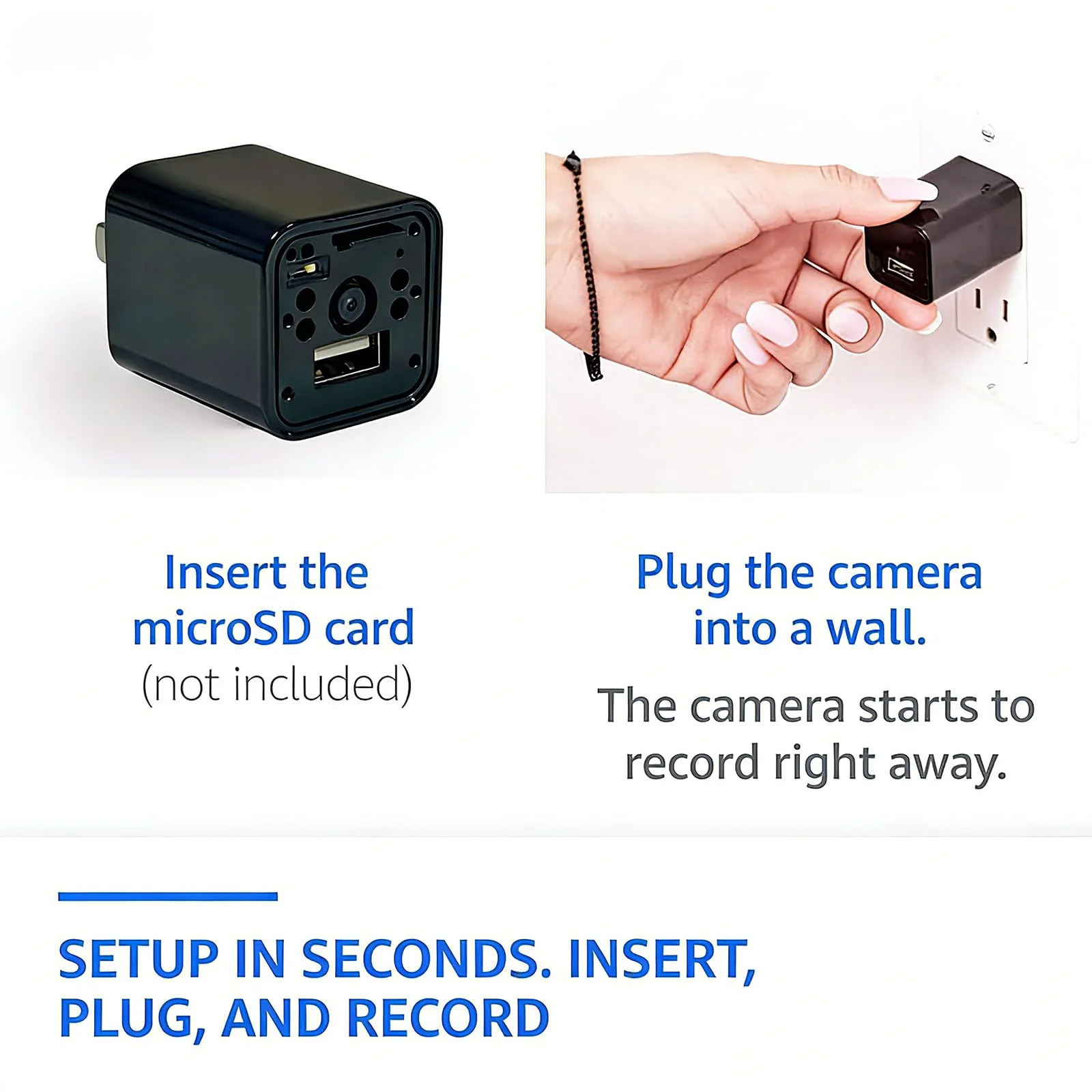 PATTERSON Hidden Camera Spy Cam 1080P - USB Charger Full HD No-WiFi Security Cam with Plug-in Power & Local Storage, Motion Detection & Night Vision, Ideal for Pet, Baby & Home Security Monitoring - Image 4