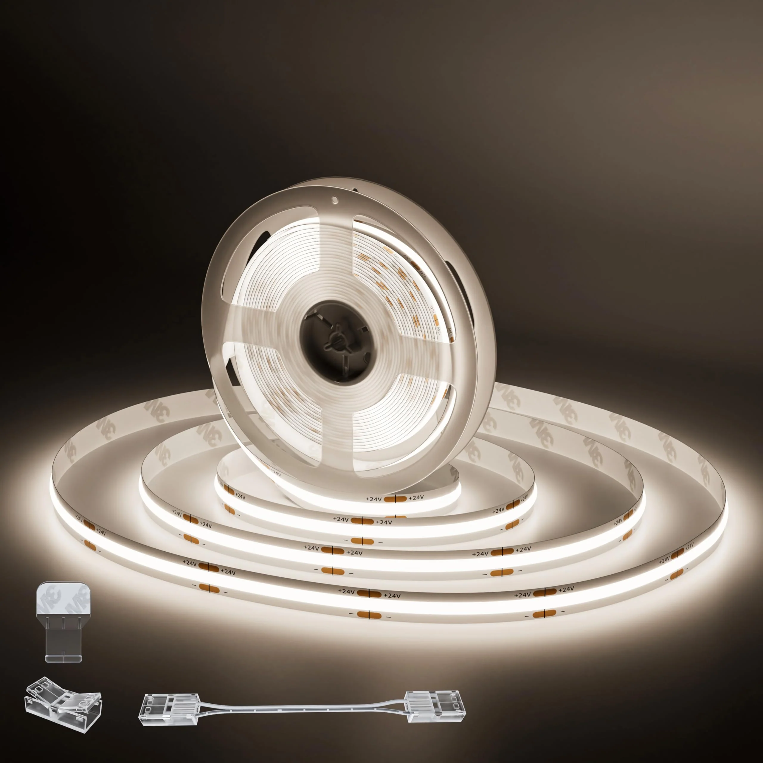 PAUTIX 24V LED Strip Light Cool White 5000K,20ft/6.1m COB LED Strip Light,Super Bright Flexible LED Tape Light for Kitchen,Stairs,Display Cabinet,Bedroom(Power Supply&Controller Not Included) 5000K-20ft/6.1m