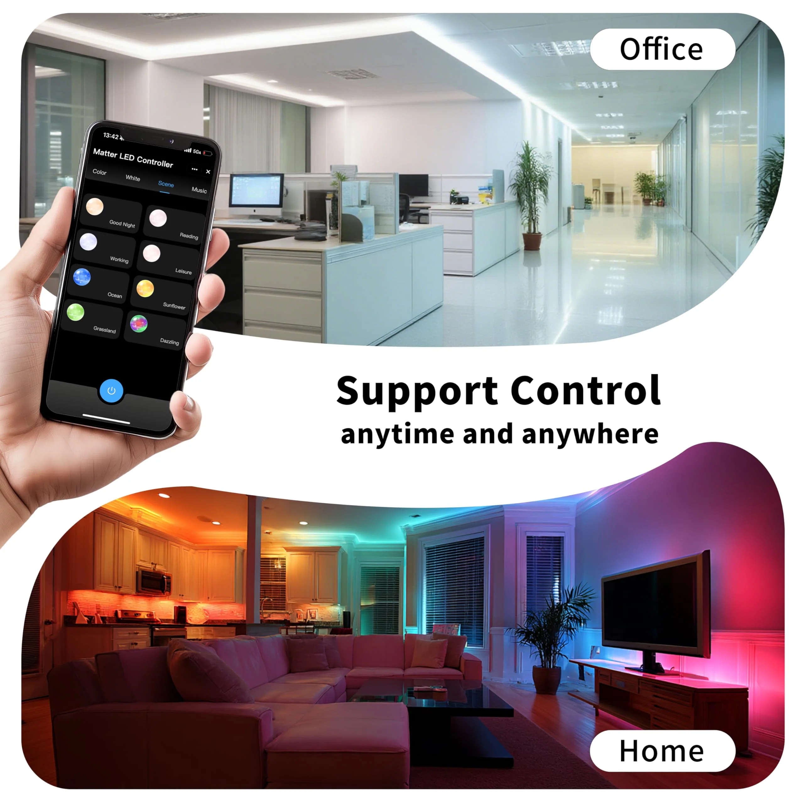PAUTIX Matter WiFi LED Controller 5in1 ML5 Compatible with Tuya APP/Homekit/Smart Life/Alexa/Google Home/Siri, DC12-48V Dimmable Controller for Single Color/CCT/RGB/RGBW/RGBCCT LED Strip Lights PWM 5IN1(Support Matter) - Image 4