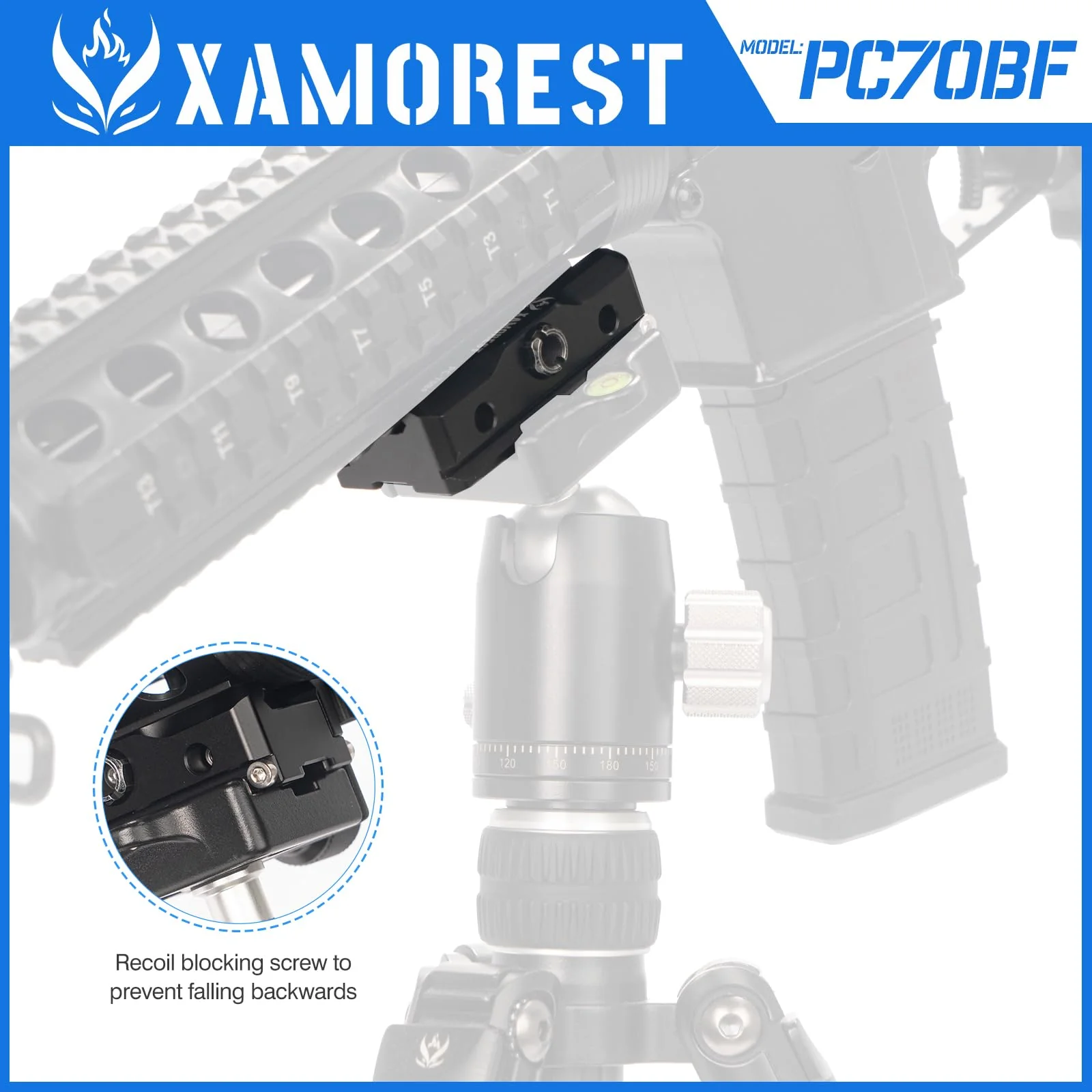 PC70-BF Picatinny Arca Swiss Plate, 2.75 inch Picatinny Arca Rail Mount for Rifle Tripod Ballhead Quick Release Plate, Compatiable RRS Dovetail, Suitable for QD Sling & ARMS 17S Style PC70-BF - Image 6
