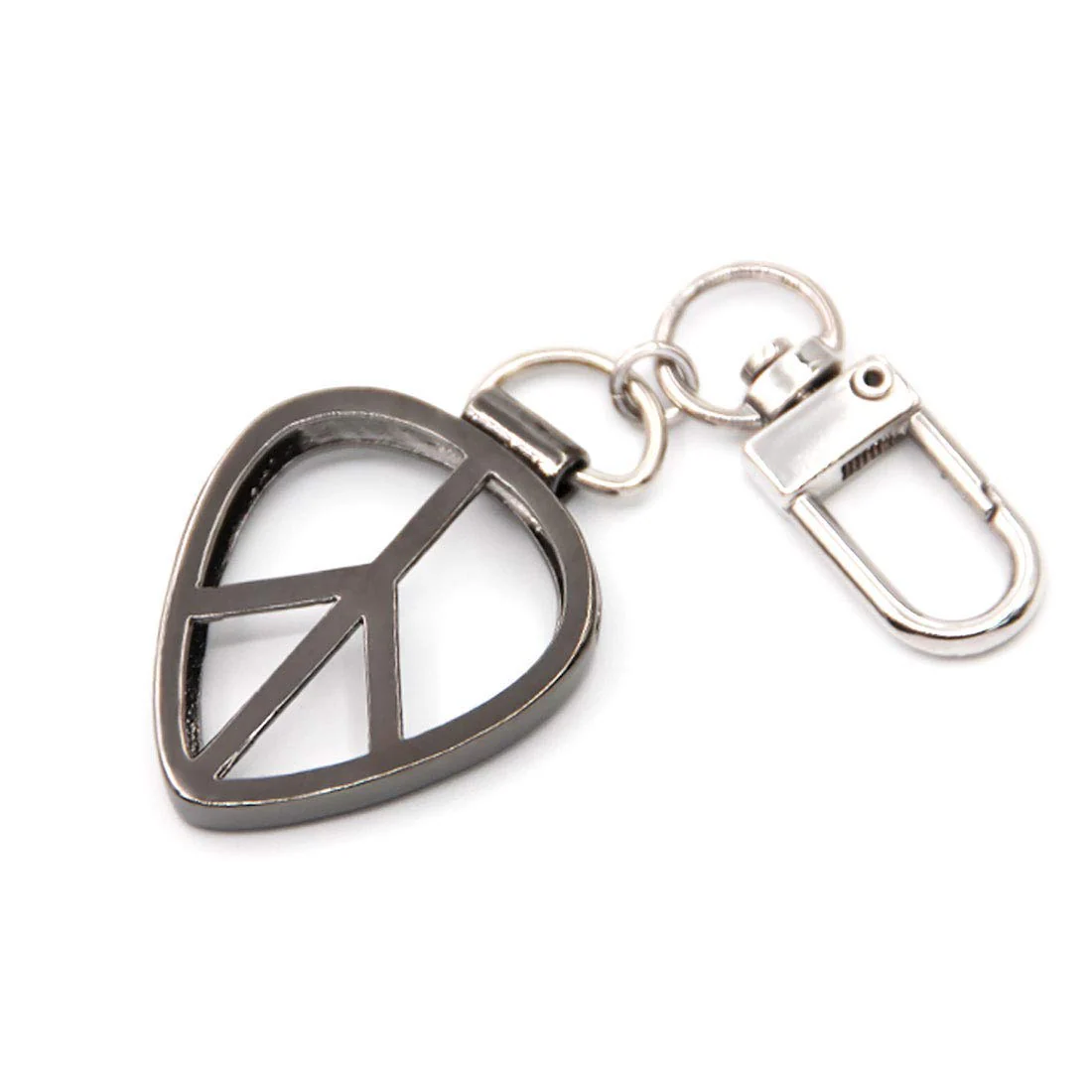 Peace Shaped Guitar Pick Holder Keychain for Guitarists (Metal Black) Metal Black - Image 2