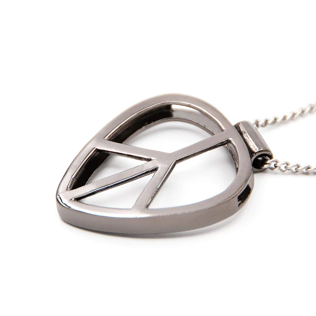 Peace Shaped Guitar Pick Holder Necklace for Guitarists/Guitar Picks Keeper Storage Pendant Necklace Stainless Steel Music Lovers Musicians Gifts Metal Black - Image 2