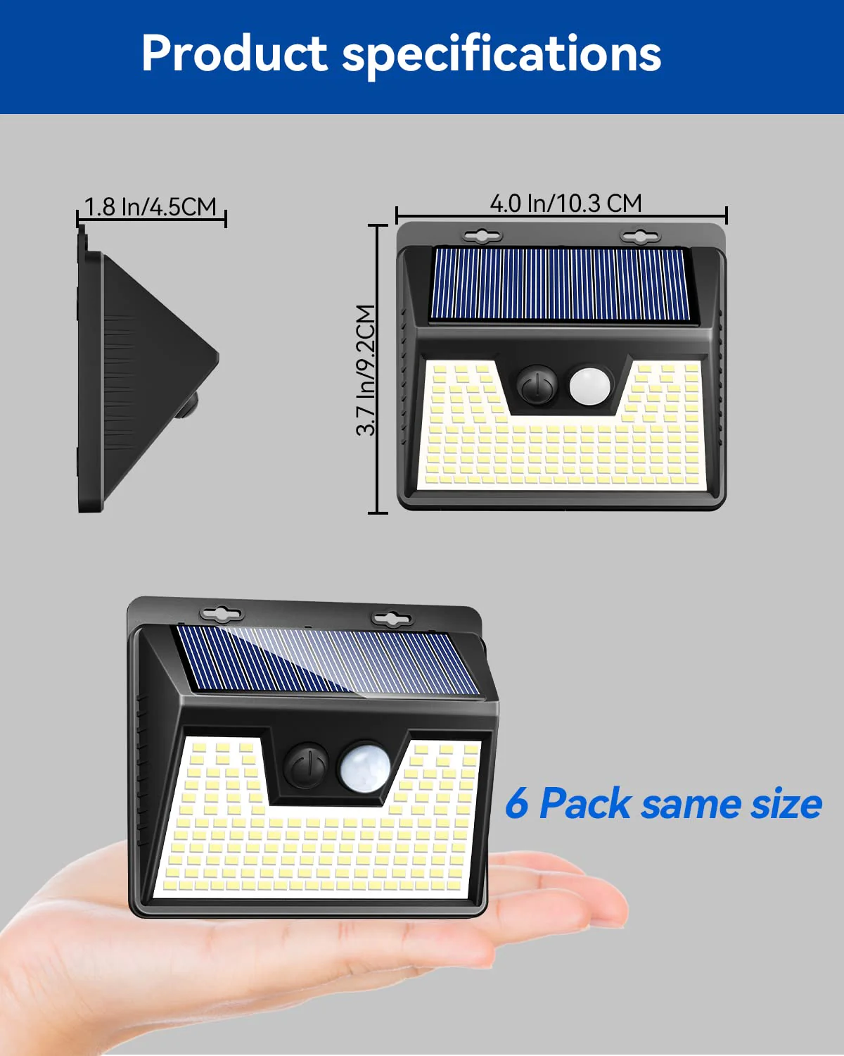 Peasur Solar Lights Outdoor Motion Sensor, 6 Pack 140 LED Solar Powered Fence Light Waterproof, 3 Modes Security Wall Lighting for Outside Yard Deck Garden Black Frame - Image 7
