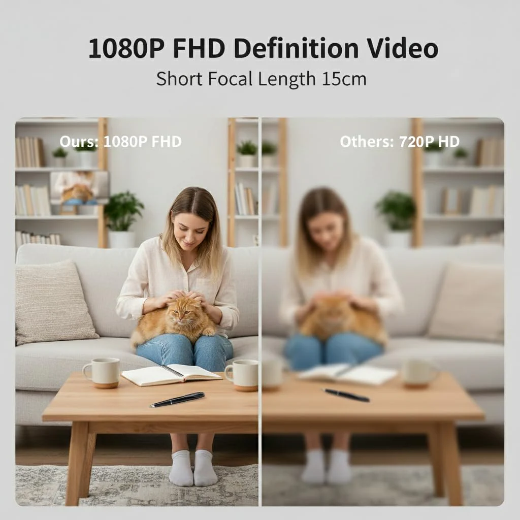 Pen Camera Writing Pen 1080P Short Focal Length Camera 100-degree Angle Pet Monitor, Local Storage, Built-in Battery, WiFi Remote Viewing -No Audio - Image 4