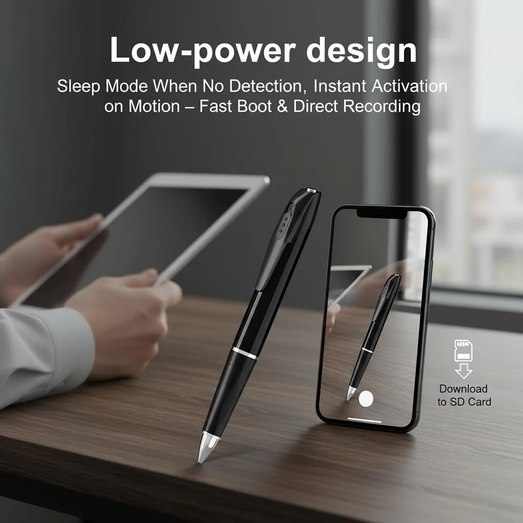Pen Camera Writing Pen 1080P Short Focal Length Camera 100-degree Angle Pet Monitor, Local Storage, Built-in Battery, WiFi Remote Viewing -No Audio - Image 5