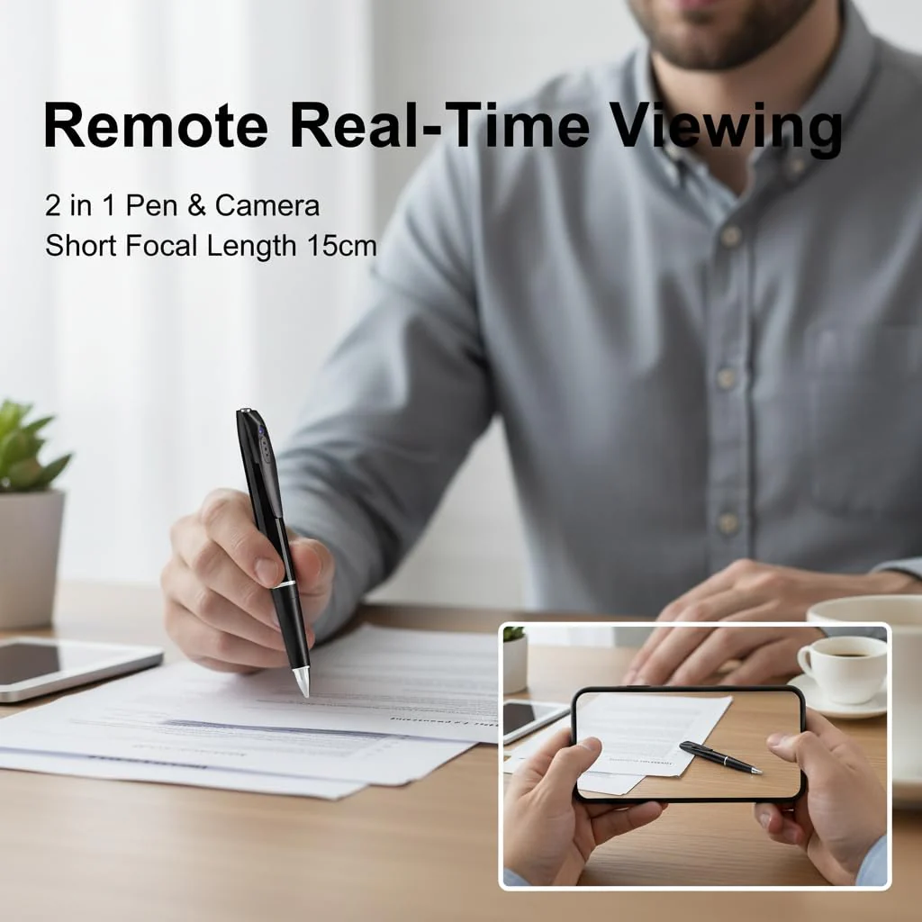 Pen Camera Writing Pen 1080P Short Focal Length Camera 100-degree Angle Pet Monitor, Local Storage, Built-in Battery, WiFi Remote Viewing -No Audio - Image 6