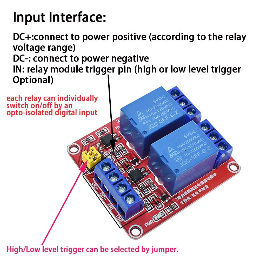 PENGLIN 2 x 2 Channel 5 V Relay Module with Optocoupler High or Low Level Trigger Extension Board for Raspberry Pi Arduino - Image 2