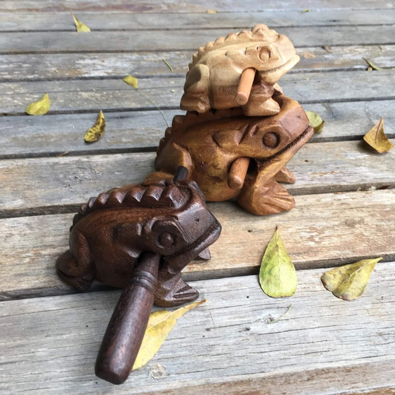 Percussion Instruments Wooden Frog Medium Size 4.8 Inch, 4 Inch and 3 Inch Family Wood Frog Guiro Rasp Musical Instrument Tone Block Musical Instrument Home Office Decoration - Image 8