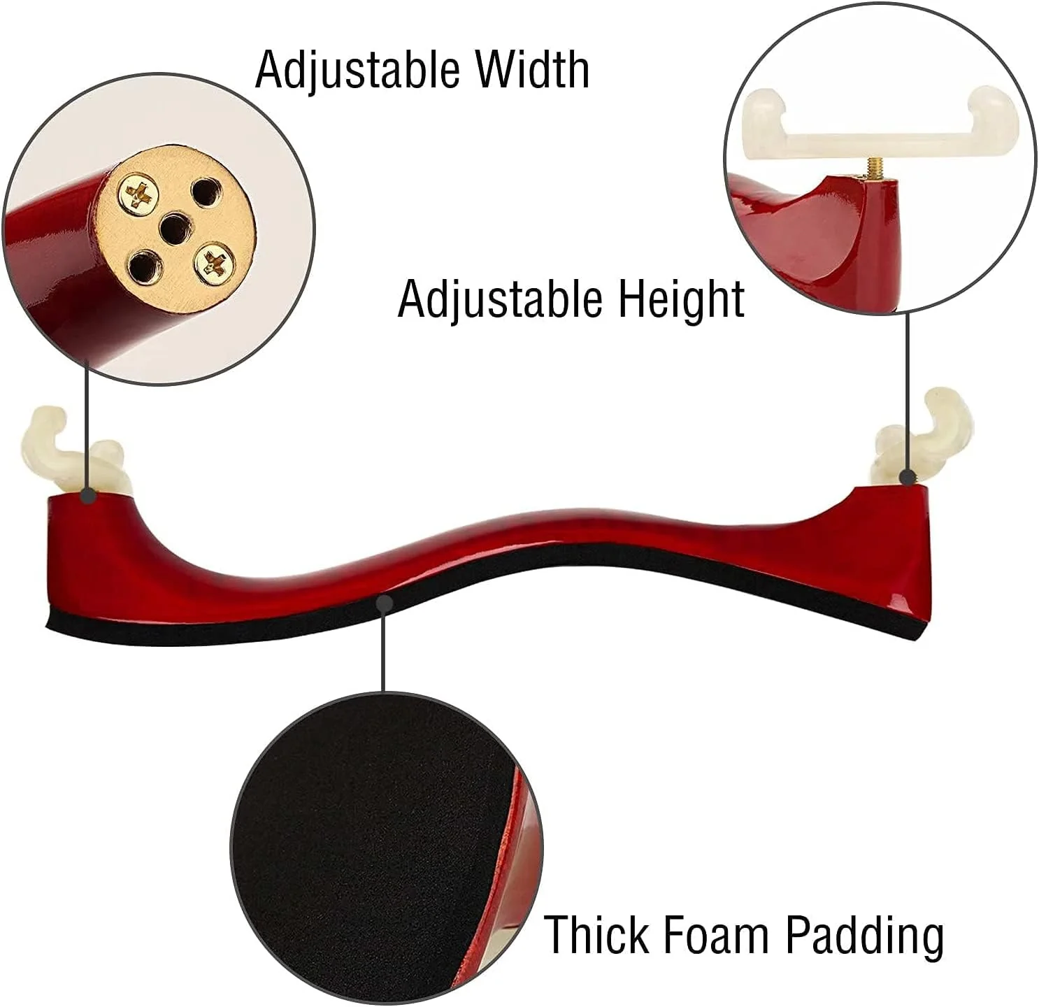 PERLMAN Violin Shoulder Rest for 3/4 Size 4/4 Size, Adjustable Shoulder Rest for Violin, with Height Adjustable Feet Comfortable Foam Pad for Kids Adults - Image 4