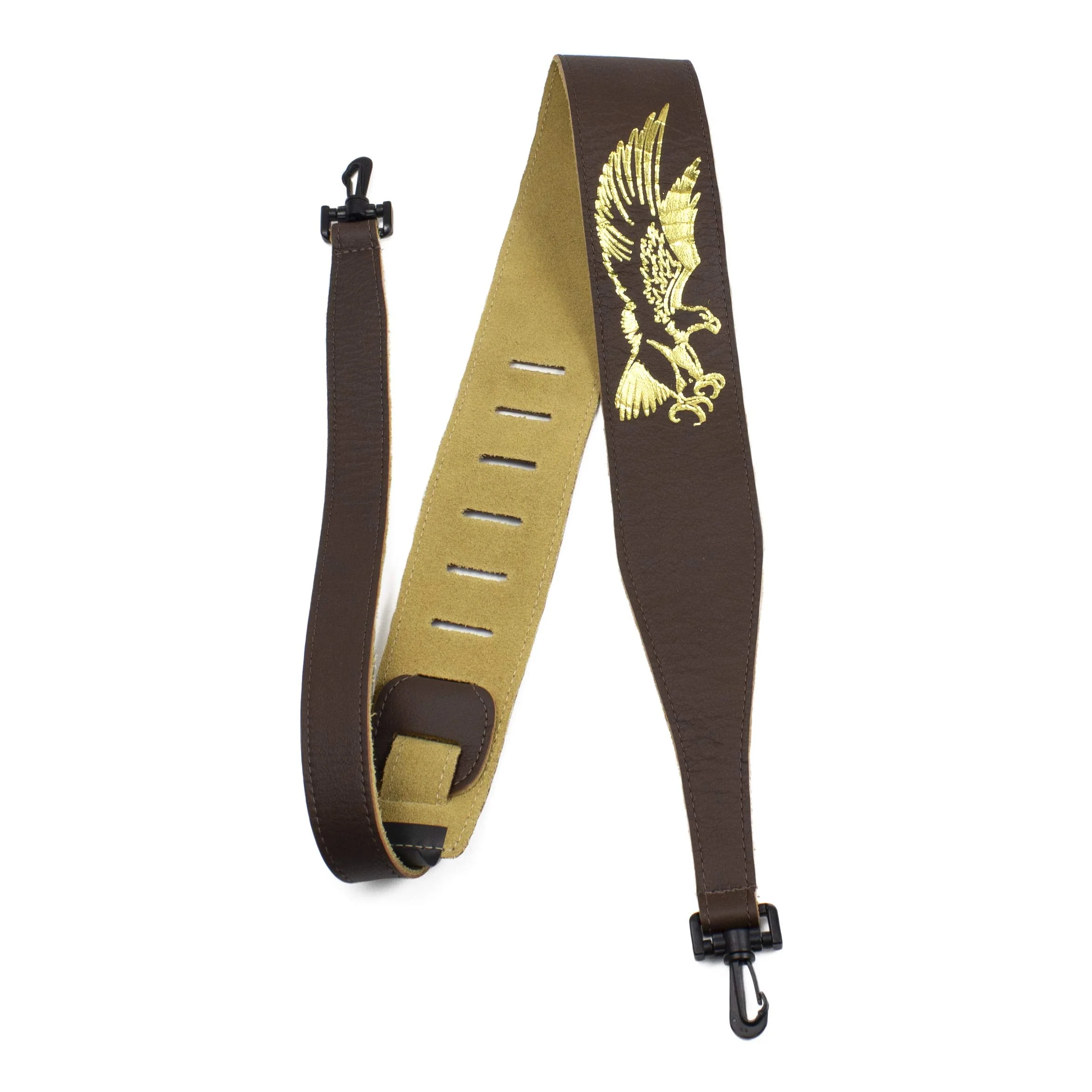 Perri's Leathers, Banjo Flying Eagle Guitar Strap, Polyester and Plastic Combined, Brown, Foil Embosed, Anti-Slip, Classic, Suitable for Each Level, Standard, Compatible with All Button Lock Systems 44.5" to 53" Flying Eage Brown - Image 5