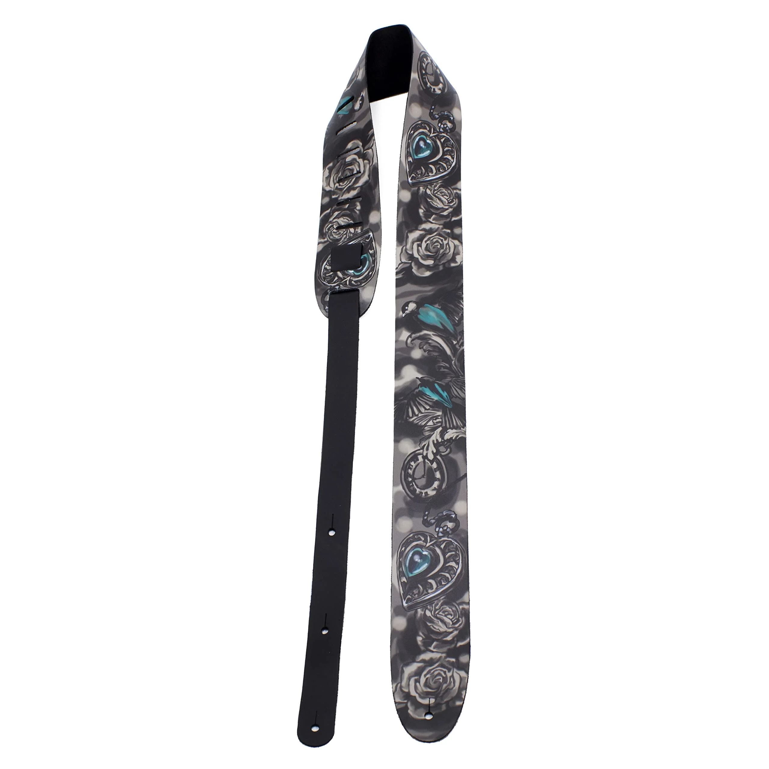 Perris Leathers Ltd. - Guitar Strap - Suede - Adjustable - for Acoustic/Bass/Electric Guitar - Made in Canada Green Lock Heart - Image 2