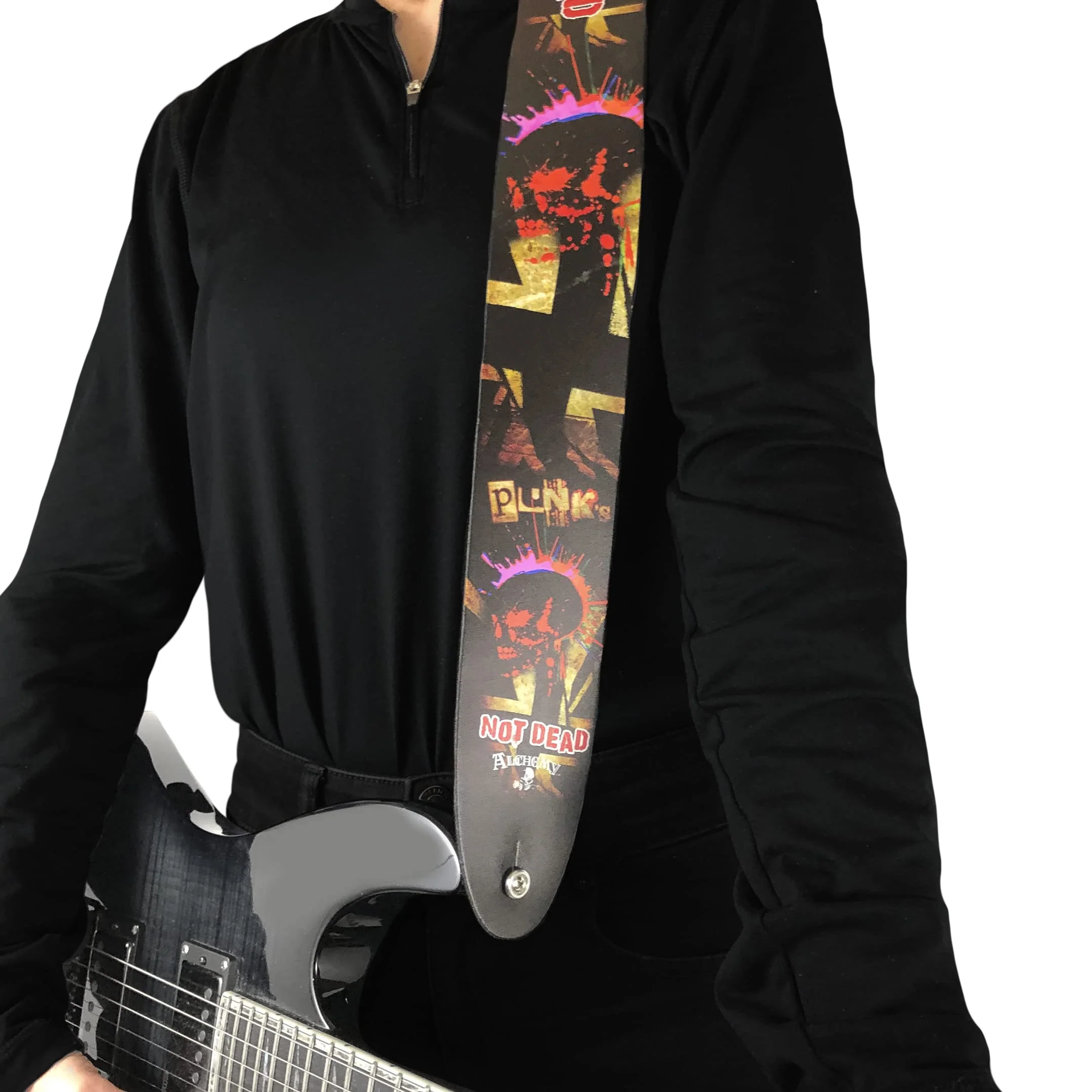 Perri's Leathers, Official Alchemy Punks Not Dead Licenced Leather Guitar Strap, Direct to Leather Series, Anti-Slip, Adjustable from 42.5" to 56" Inch, Compatible w/All Button Lock Systems - Image 6