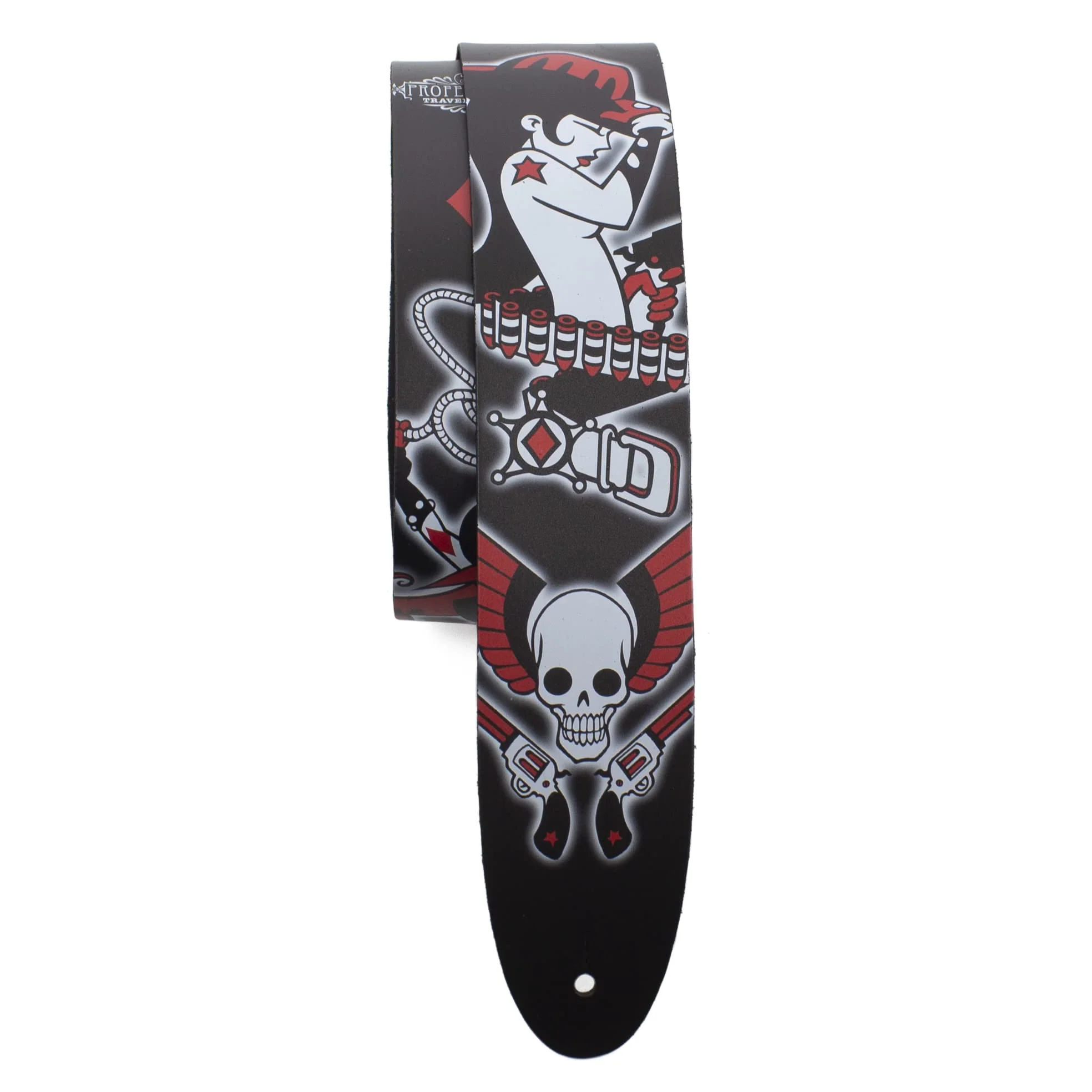 Perri's Leathers, Official David Bolt Wild West Diamonds Licenced Leather Guitar Strap, Direct to Leather Series, Anti-Slip, Adjustable from 42.5" to 56" Inch, Compatible w/All Button Lock Systems