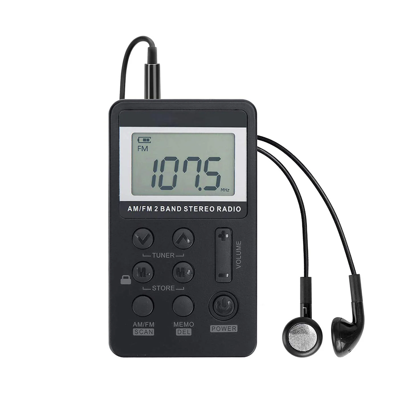 Personal AM/FM Pocket Radio Portable VR-robot, Mini Digital Tuning Radio, with Rechargeable Battery, Earphone, Lock Screen for Walk/Jogging/Gym/Camping