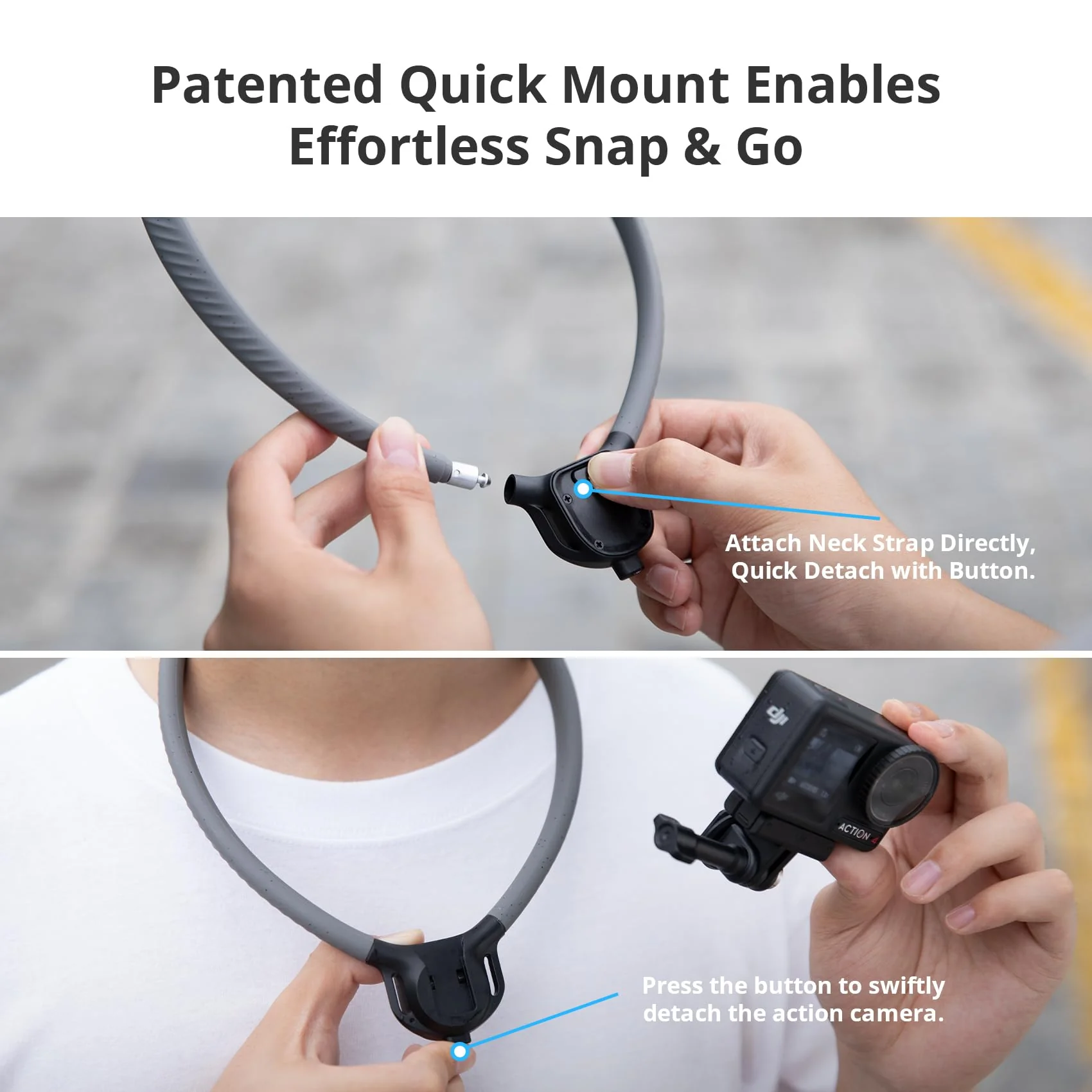 PGYTECH CapLock POV Action Camera Neck Mount, Quick Release & Adjustable Chest Strap, Hand Free Video Vlog Necklace Lanyard Holder for DJI OSMO Action 6/5 Pro/Pocket 3/Xtra Muse, Gopro 13/12, Insta360 - Image 3
