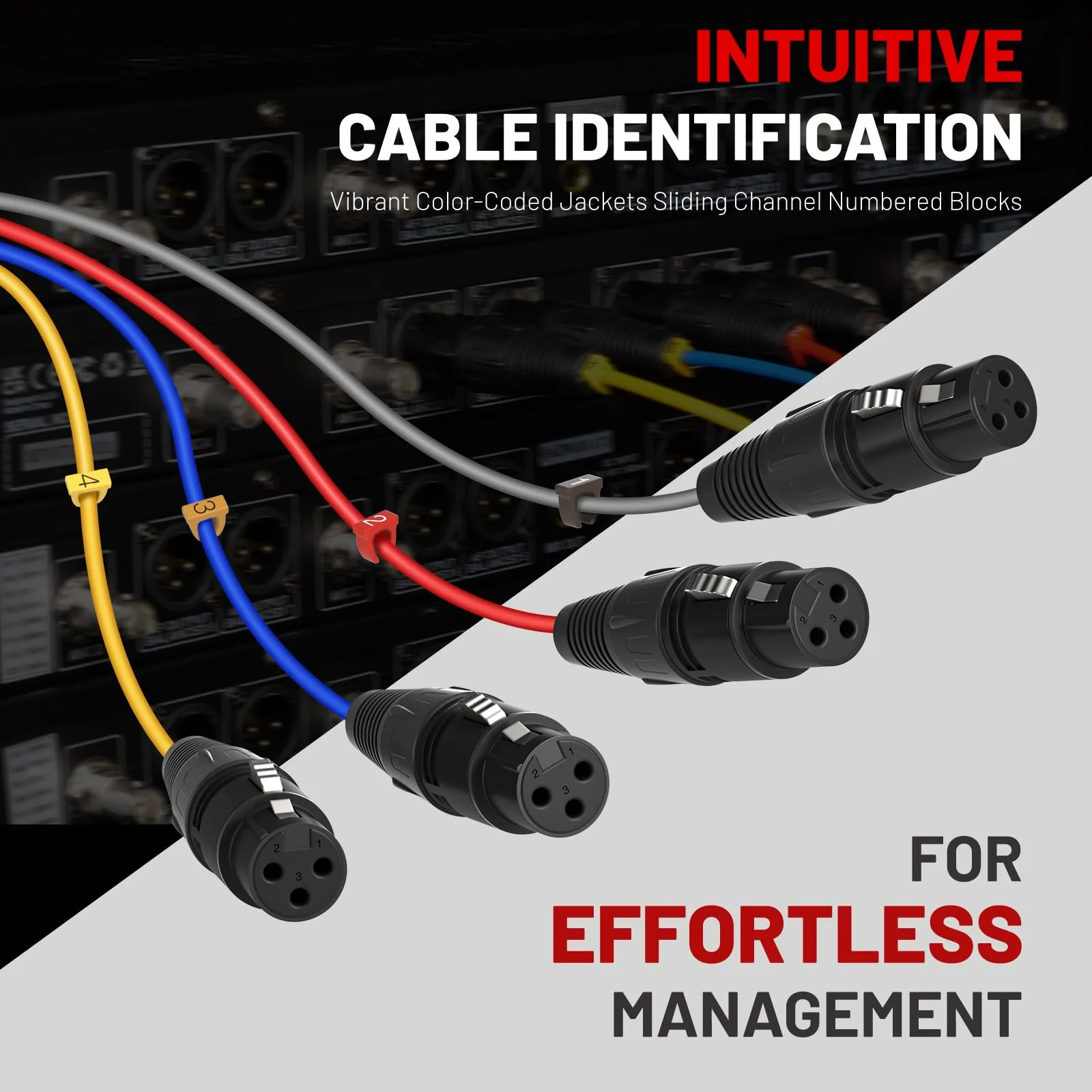 Phenyx Pro 4-Channel XLR Cable, 6 Ft Snake Cable, Balanced Microphone Cord, XLR Splitter, Color-Coded, 4-in-1 Design, 3-PIN Male to Female Patch Wire, w/OFC Copper (PCBL-4IN1-6) 6 Feet - Image 3