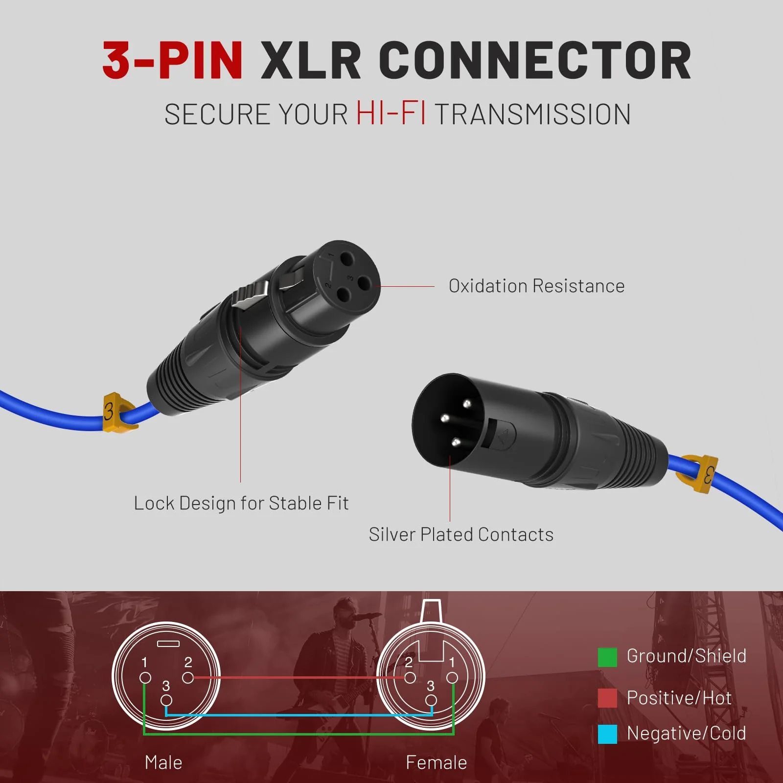Phenyx Pro 4-Channel XLR Cable, 6 Ft Snake Cable, Balanced Microphone Cord, XLR Splitter, Color-Coded, 4-in-1 Design, 3-PIN Male to Female Patch Wire, w/OFC Copper (PCBL-4IN1-6) 6 Feet - Image 5