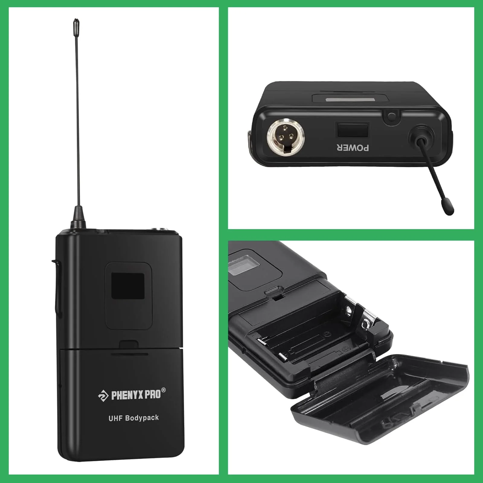 Phenyx Pro Wireless Bodypack Transmitter, 919.7MHz UHF Cardioid Pattern Wireless BodyPack Microphone, Fixed Frequency, 260 FT Range, for PTU-5000/PTU-4000 Series (PWB-5-919.7) - Image 2