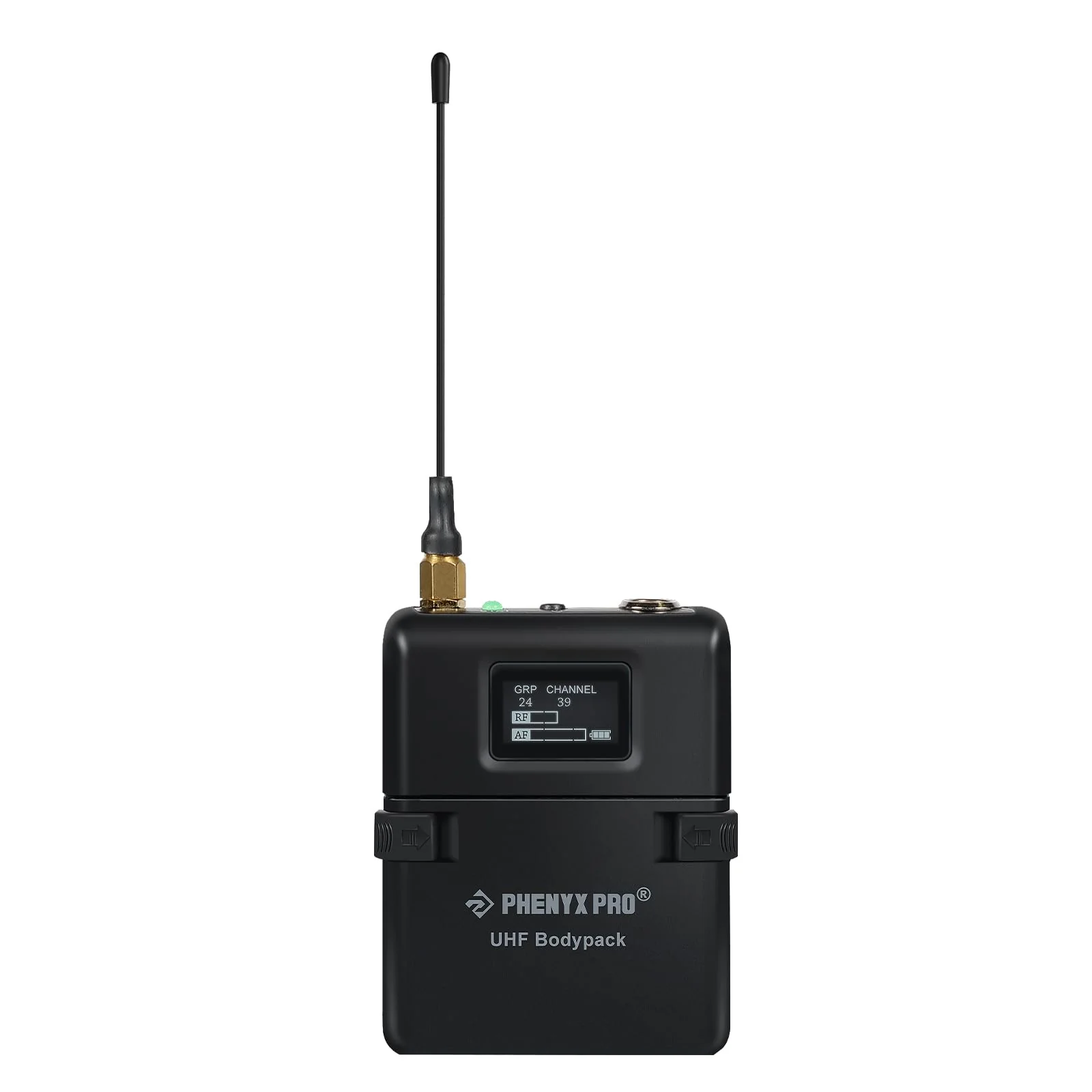 Phenyx Pro Wireless Bodypack Transmitter, UHF Bodypack Microphone for PTU-1U/PTU-2U True Diversity Wireless Microphone Systems, w/Tunable Channels, Mute Function (PWB-12)