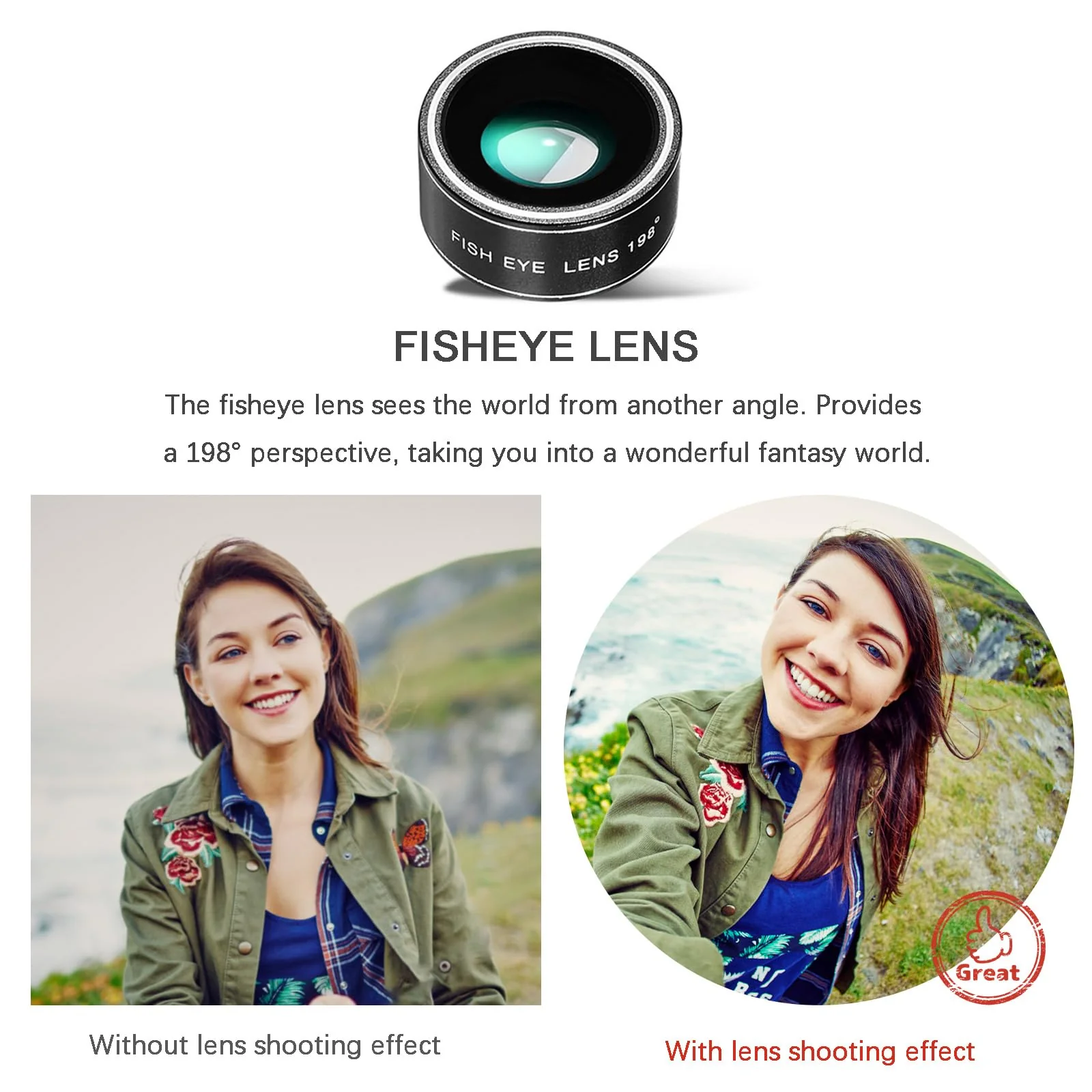 Phone Camera Lens Kit Upgraded Version Telephoto 28X Wide Angle 0.6X Macro 20X Fisheye 198° for Most Smartphones (Black) fisheye lens - Image 6
