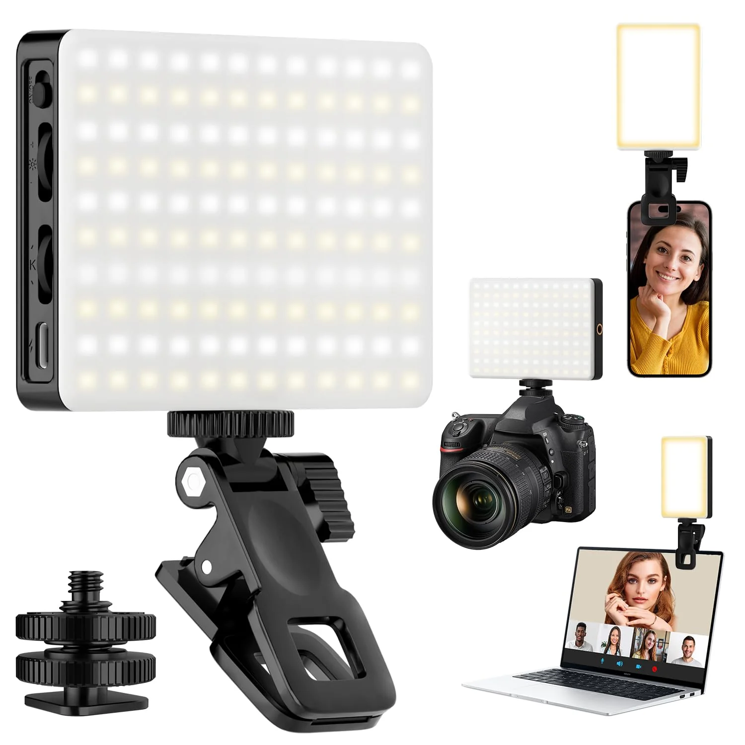 Phone Light, 120 LED Selfie Light for iphone, 8000Mah Rechargeable Phone Light Clip Video Camera Light, Adjusted 3 Light Modes for Android, iPad, Laptop, for Makeup, TikTok, Vlog