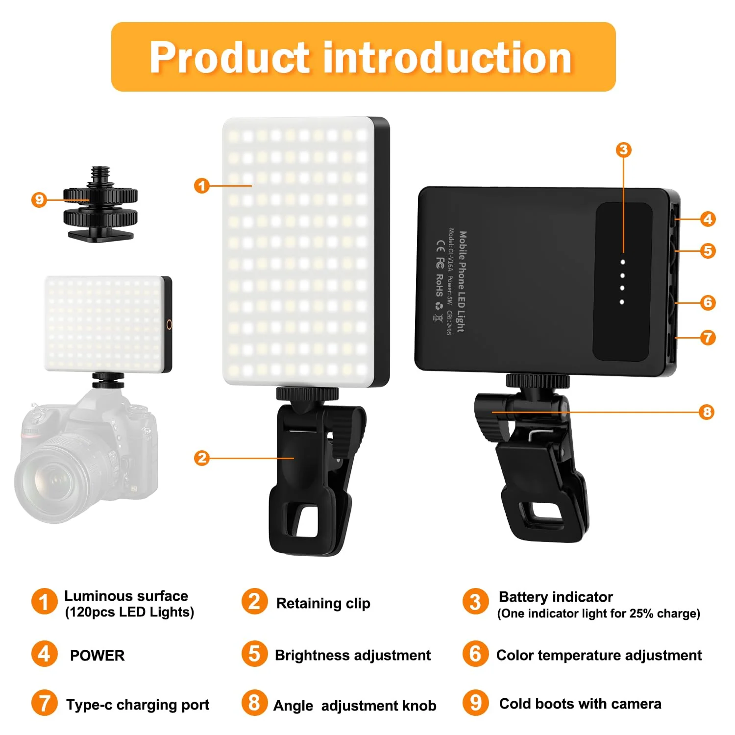 Phone Light, 120 LED Selfie Light for iphone, 8000Mah Rechargeable Phone Light Clip Video Camera Light, Adjusted 3 Light Modes for Android, iPad, Laptop, for Makeup, TikTok, Vlog - Image 4