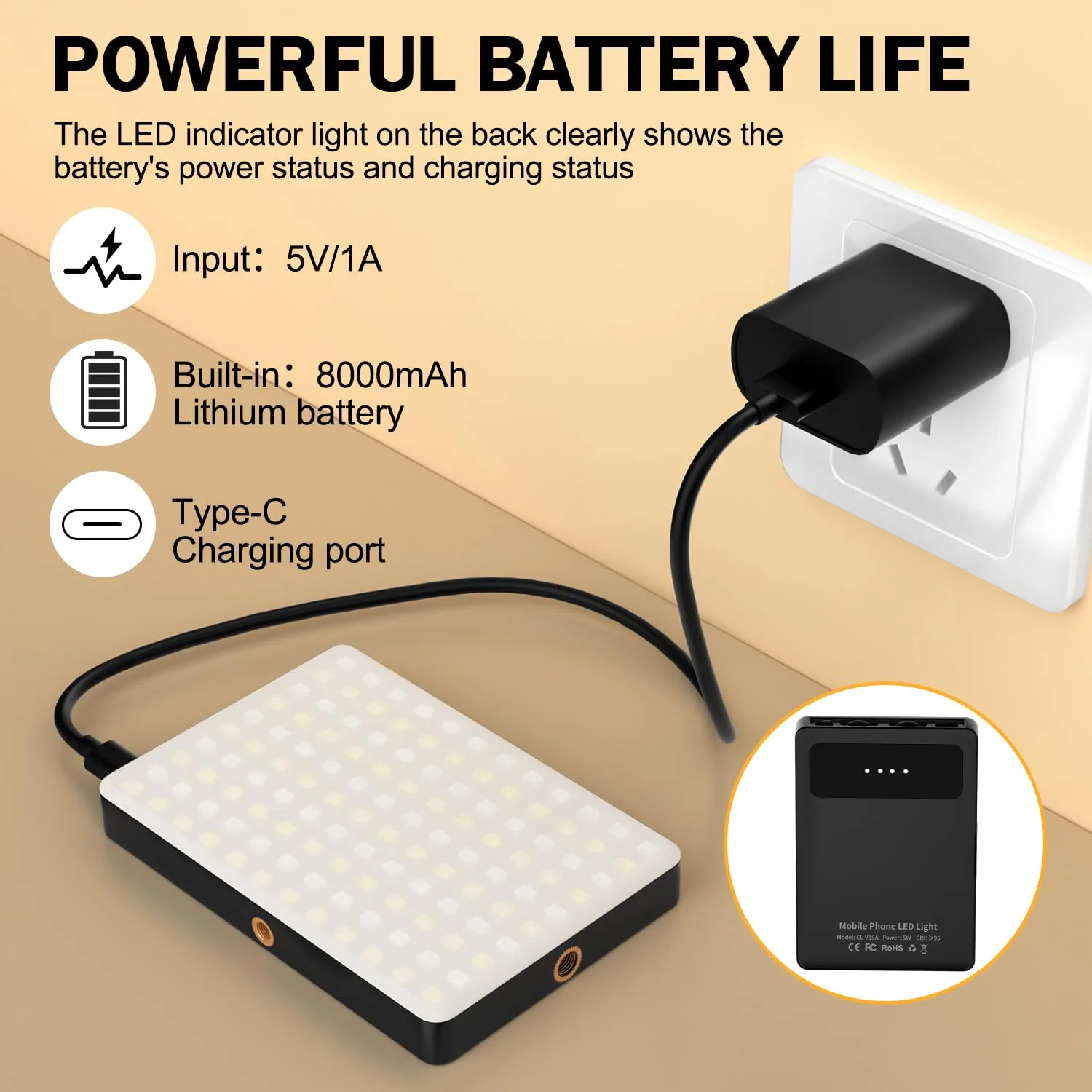 Phone Light, 120 LED Selfie Light for iphone, 8000Mah Rechargeable Phone Light Clip Video Camera Light, Adjusted 3 Light Modes for Android, iPad, Laptop, for Makeup, TikTok, Vlog - Image 6
