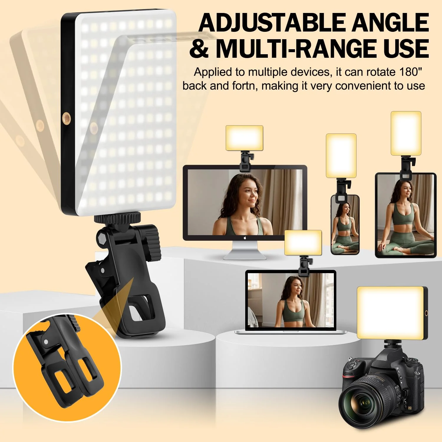 Phone Light, 120 LED Selfie Light for iphone, 8000Mah Rechargeable Phone Light Clip Video Camera Light, Adjusted 3 Light Modes for Android, iPad, Laptop, for Makeup, TikTok, Vlog - Image 7